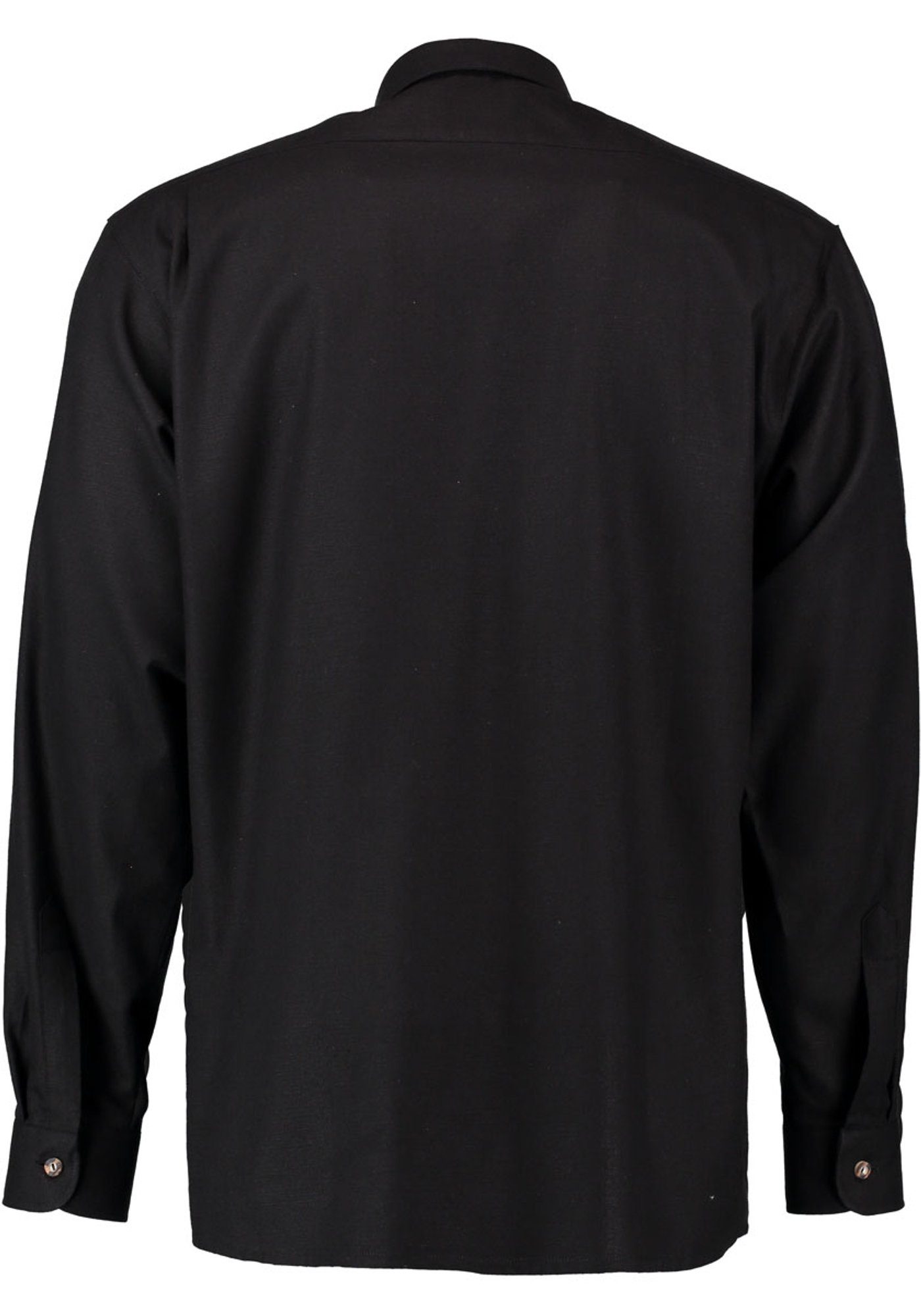 der auf schwarz mit Langarmhemd Edelweiß-Zierteil Trachtenhemd Knopfleiste Flafa OS-Trachten