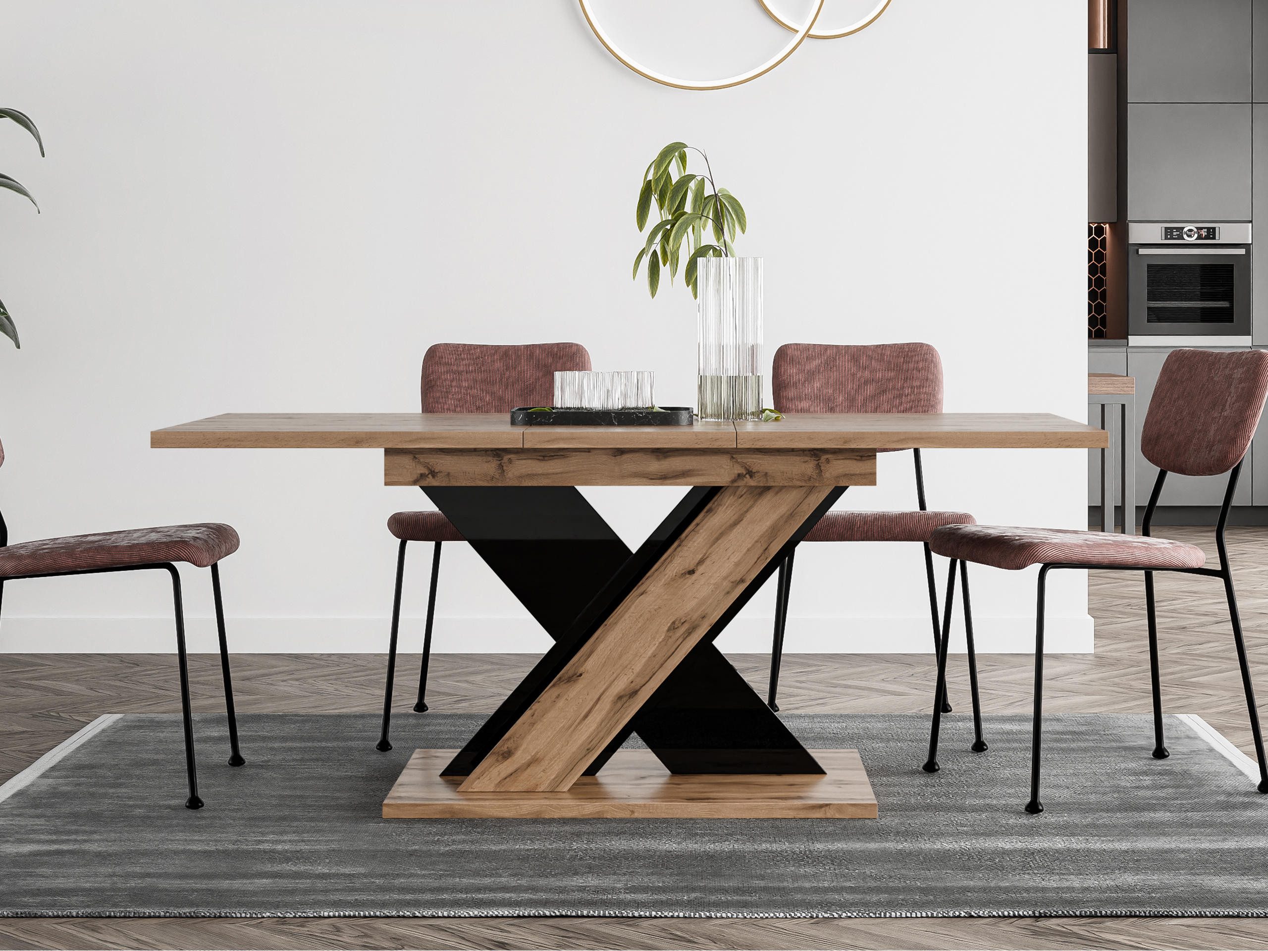 MIRJAN24 Esstisch Toxx 160 (Ausziehbar - 1x Einlegeplatte), Rechteck, 120-160x80x75 cm