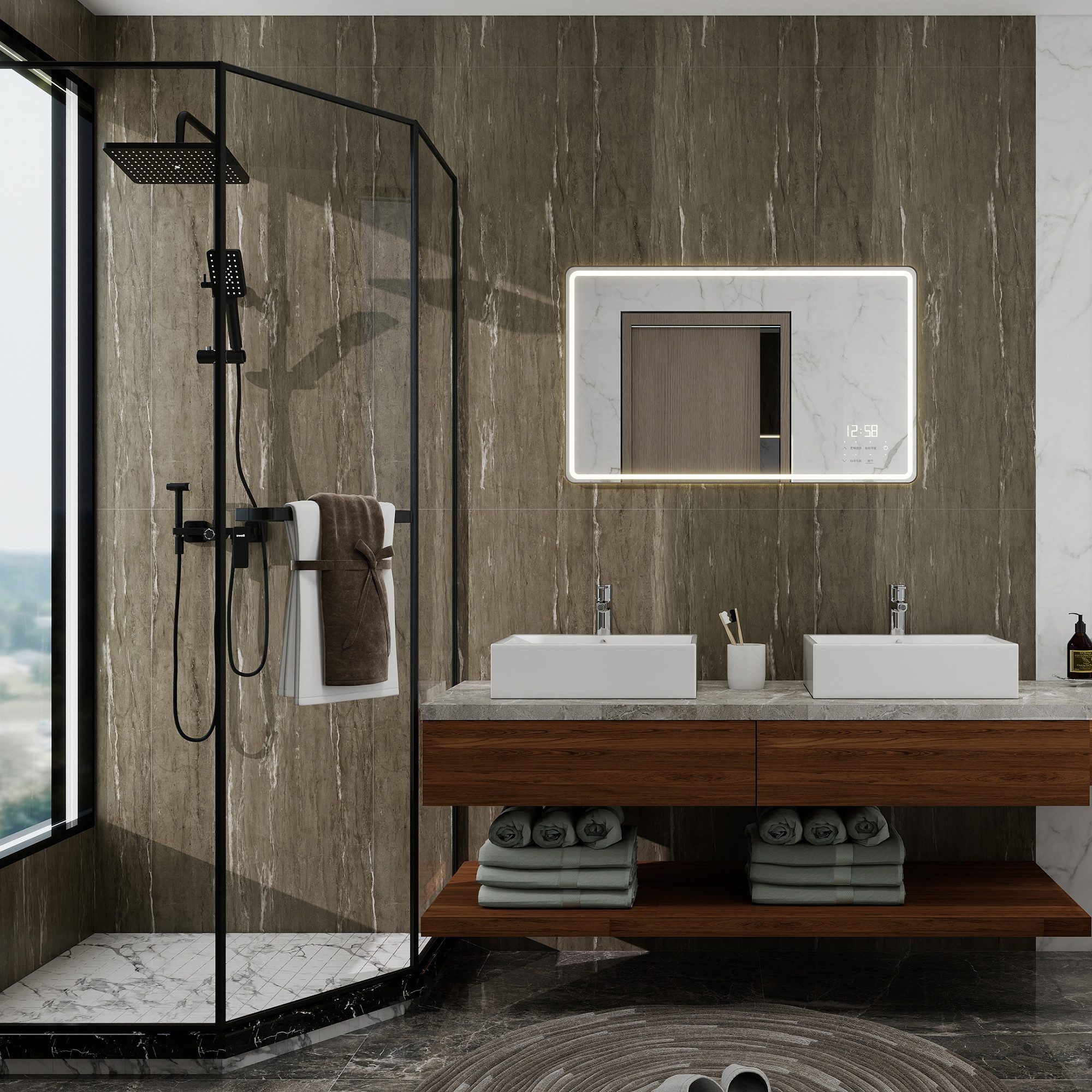 neu.haus Duschrückwand, (Set, 4-tlg), Wandpaneel »Bladel« 120 x 60 cm Ash G günstig online kaufen