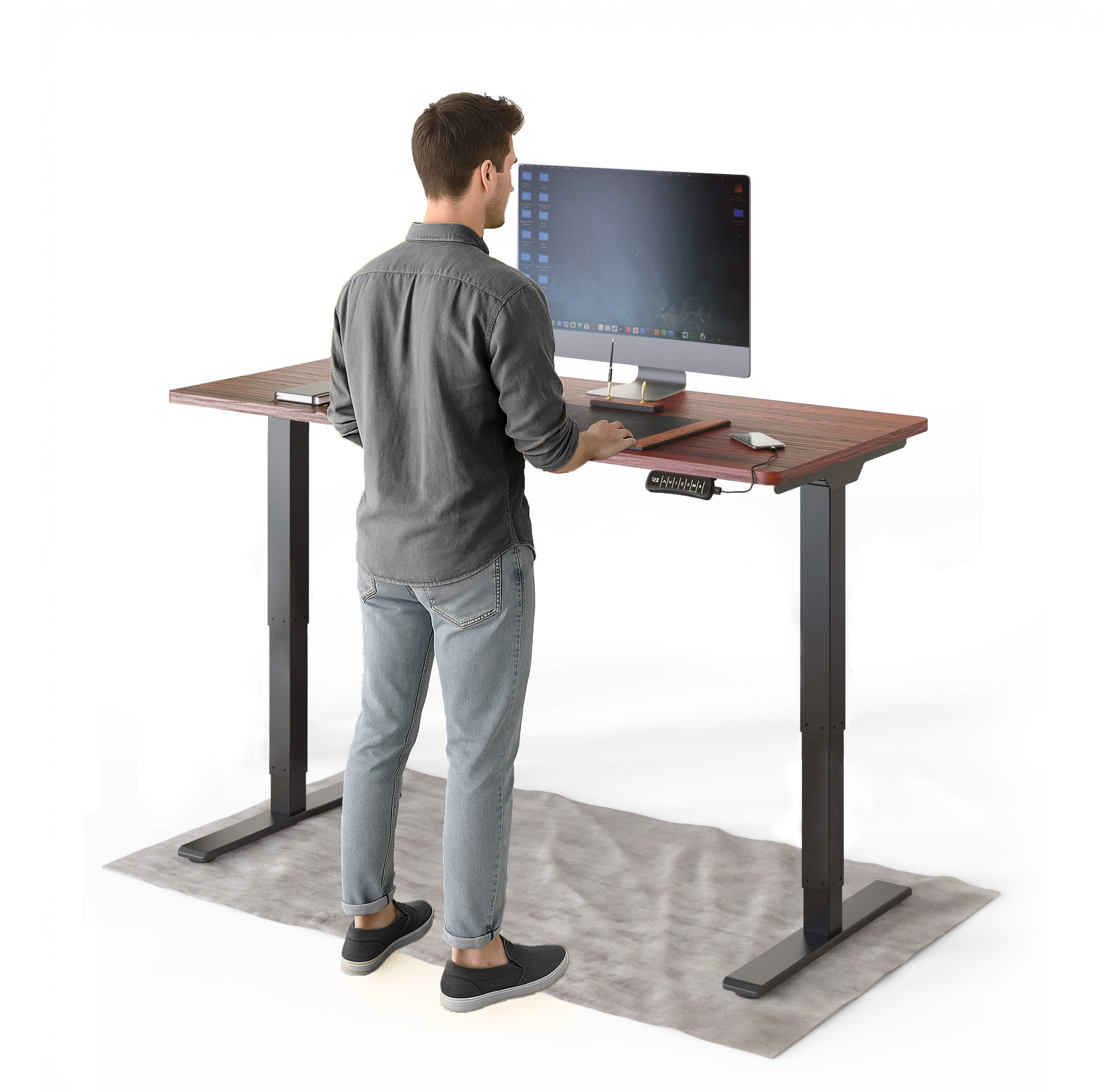 DESKSPACE Schreibtisch Pro Plus Höhenverstellbarer Elektrischer Schreibtisch (Komplettset mit Tischgestell und Tischplatte), mit Memory Funktion und Kollisionsschutz