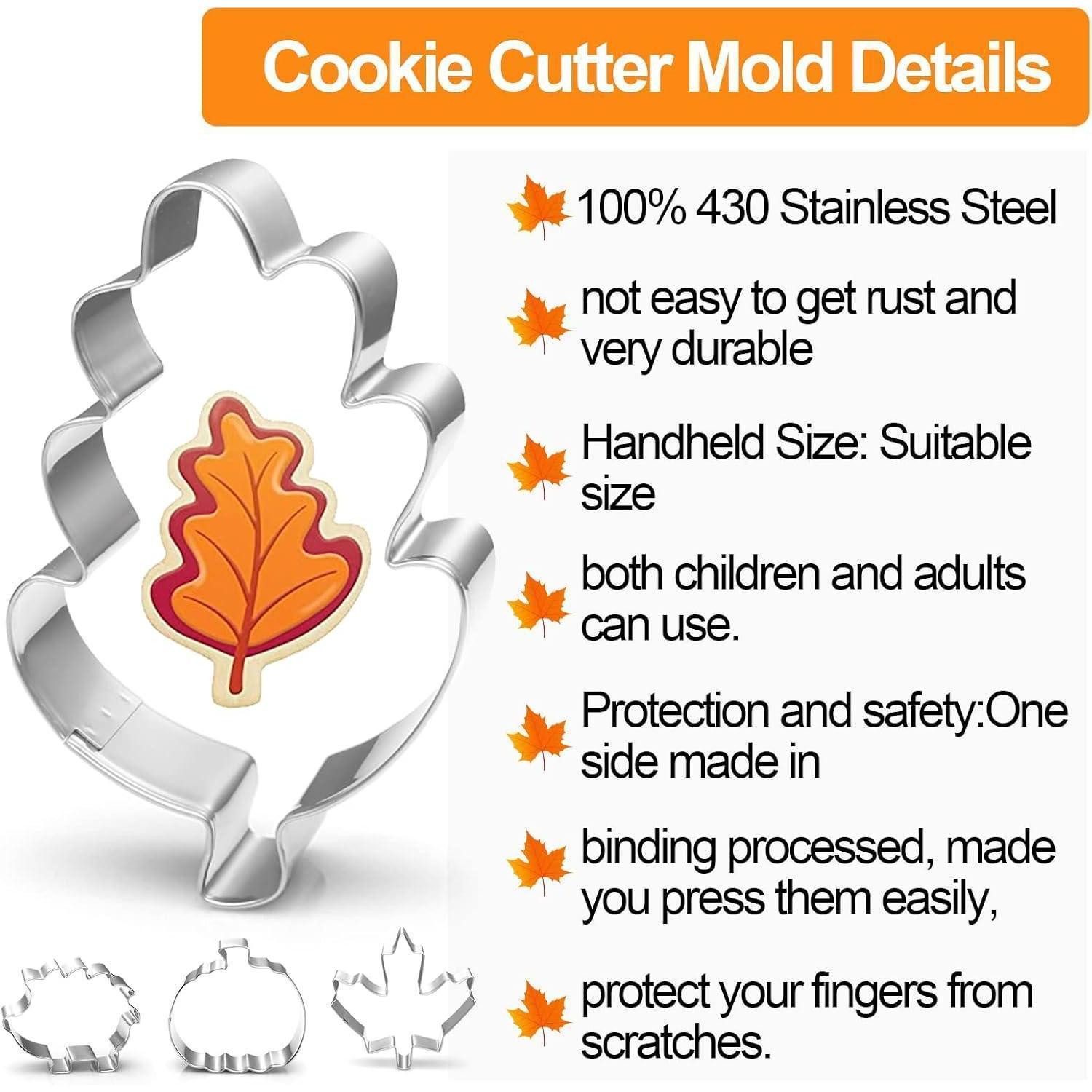 LuxusKollektion Ausstechform Herbst Erntedankfest Ausstechformen Set Edelstahl Kürbis Eichel, Metall, (10-St) – Bild 3 von 5