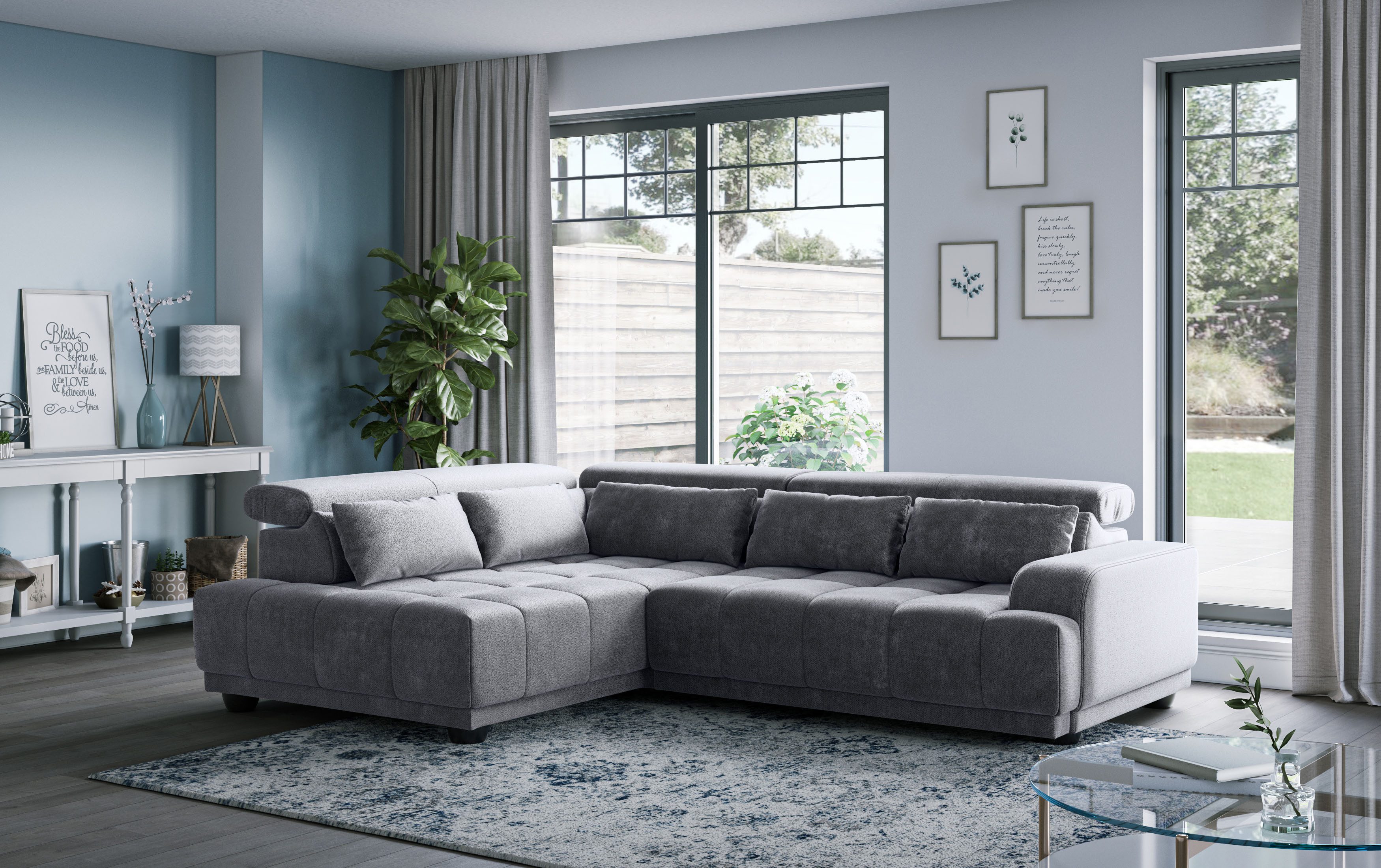 COTTA Ecksofa Jade L Form, Breite: 270 cm, mit Kopfteilverstellung & Nierenkissen, optional elektr. Sitztiefenverstellung