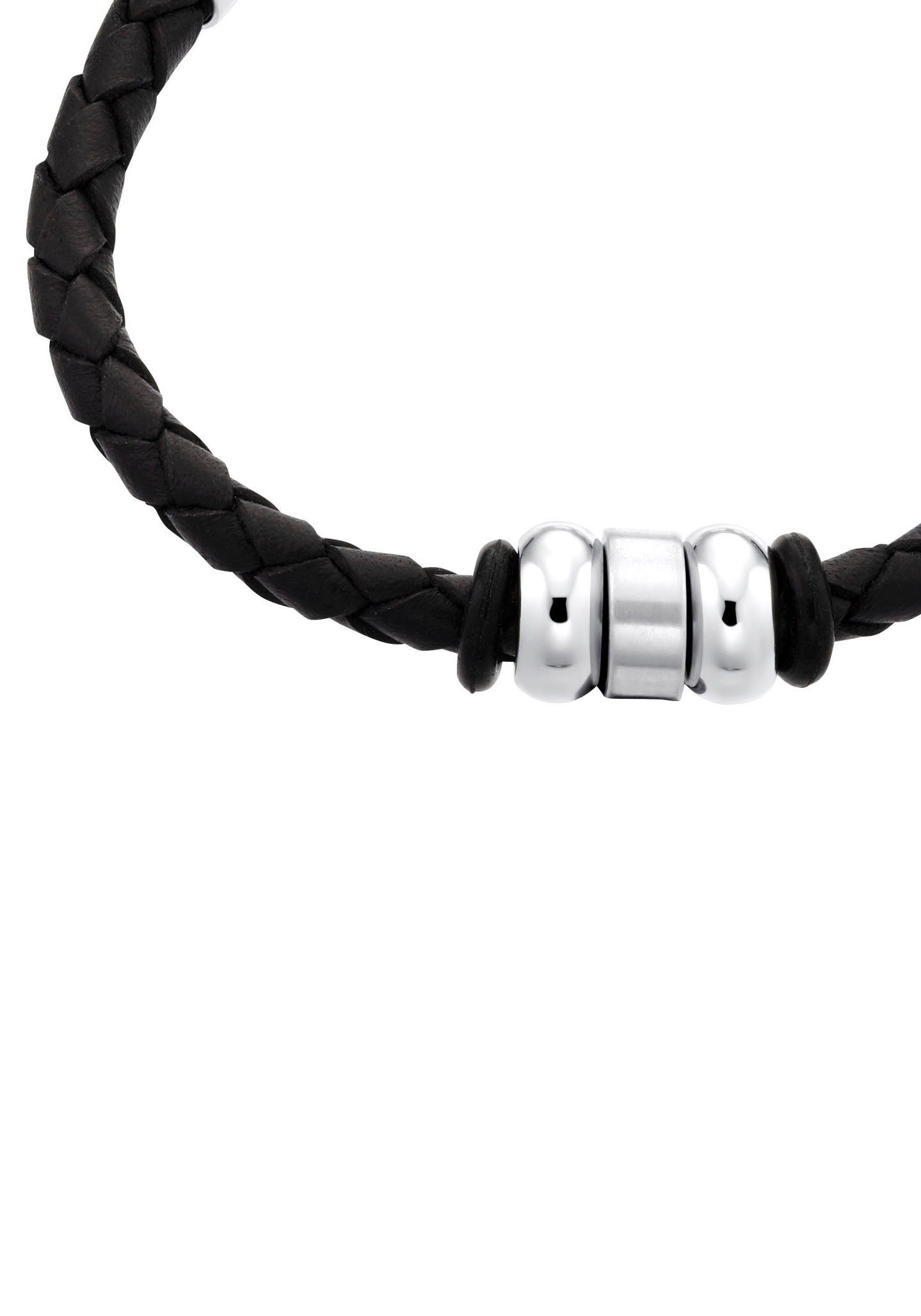 s.Oliver Junior Armband, 2035804, aus Edelstahl + Leder, s.Oliver Jungs  Leder-Armband mit coolen Beads