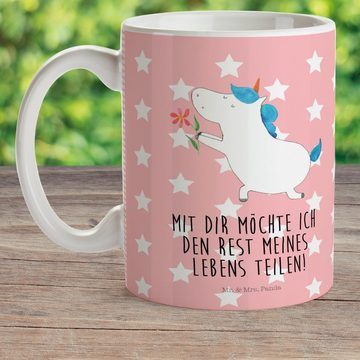 Mr. & Mrs. Panda Kinderbecher Einhorn Blume - Rot Pastell - Geschenk, Ehe, Kunststoff Tasse, Plasti, Kunststoff, Kindergeschichten Motive