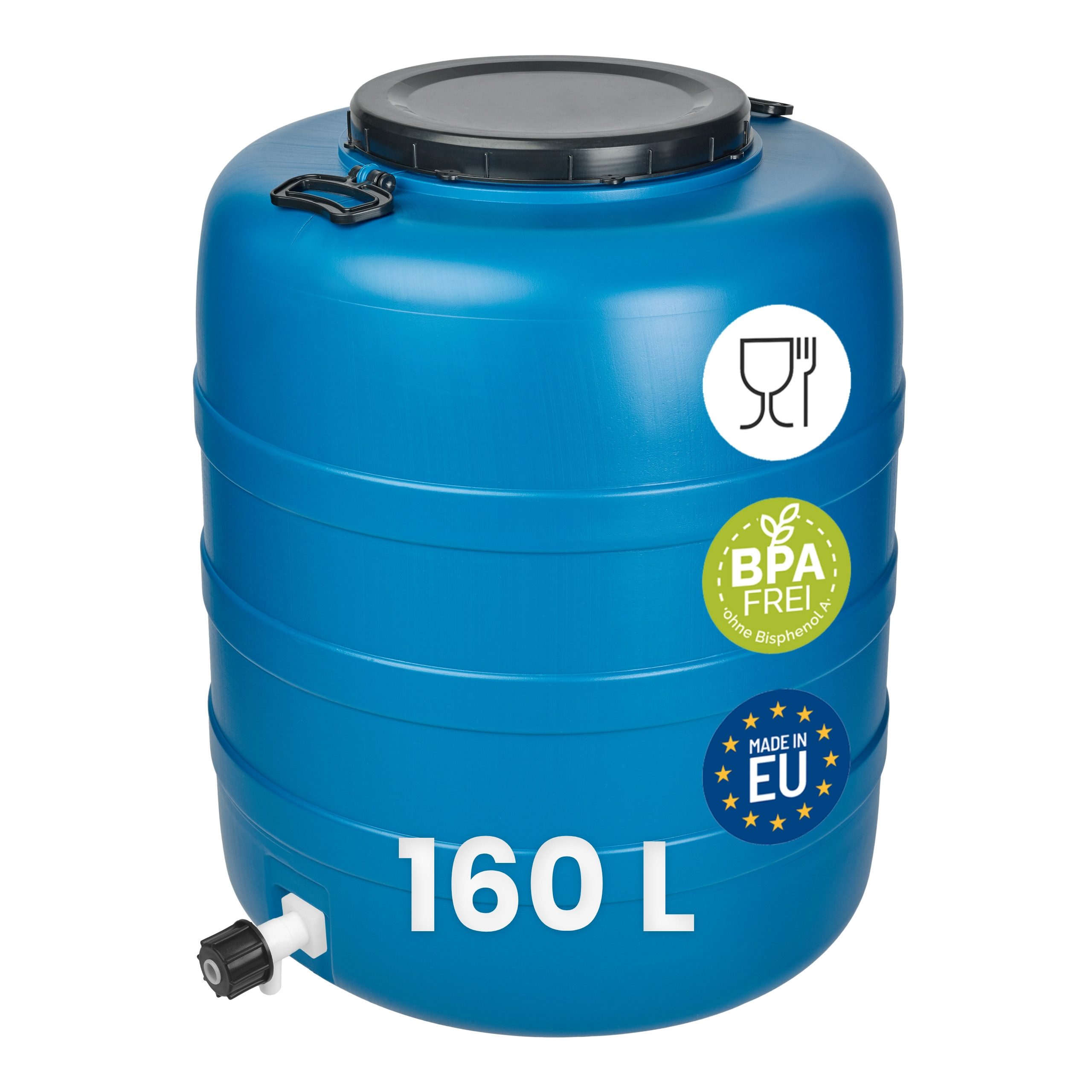 Garronda Regentonne 160 L Weithalsfass aus HDPE Kunststofffass und Wasserbehälter GD-0186, 160 l, (1-tlg., mit Hahn)