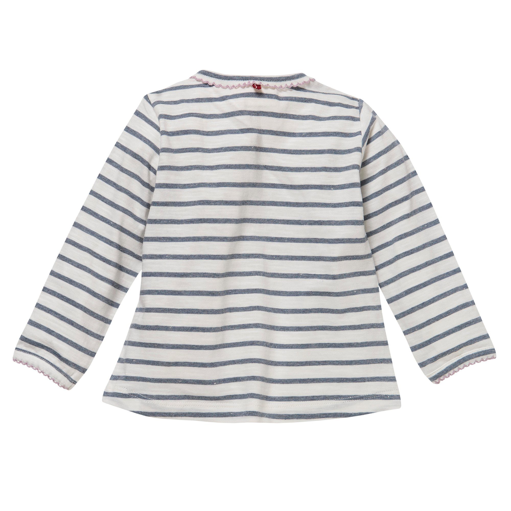People Wear Organic Langarmshirt mit Vogel Applikation, weiß geringelt aus Bio Baumwolle