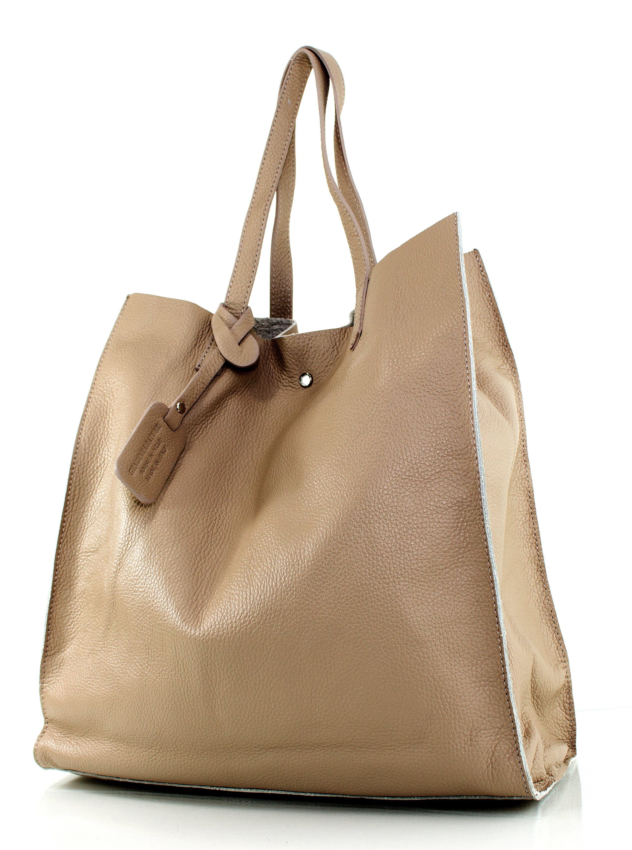 Milenastely Handtasche »Echt Leder Damentasche Shopper beige taupe« online  kaufen | OTTO