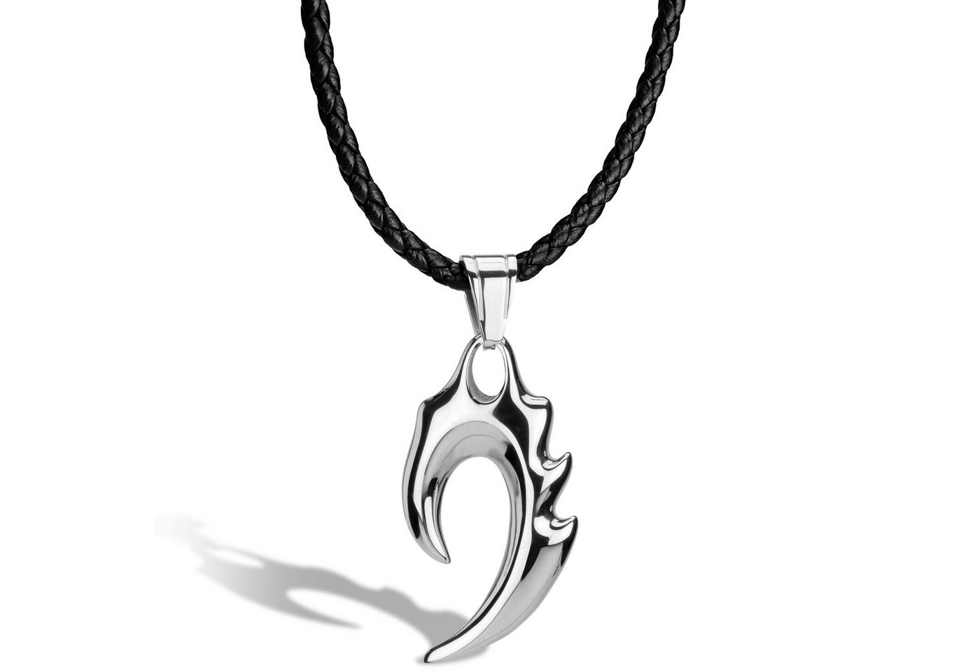SERASAR Lederband Lederhalskette mit Edelstahlanhänger "Flame" (1-tlg), aus Echtleder