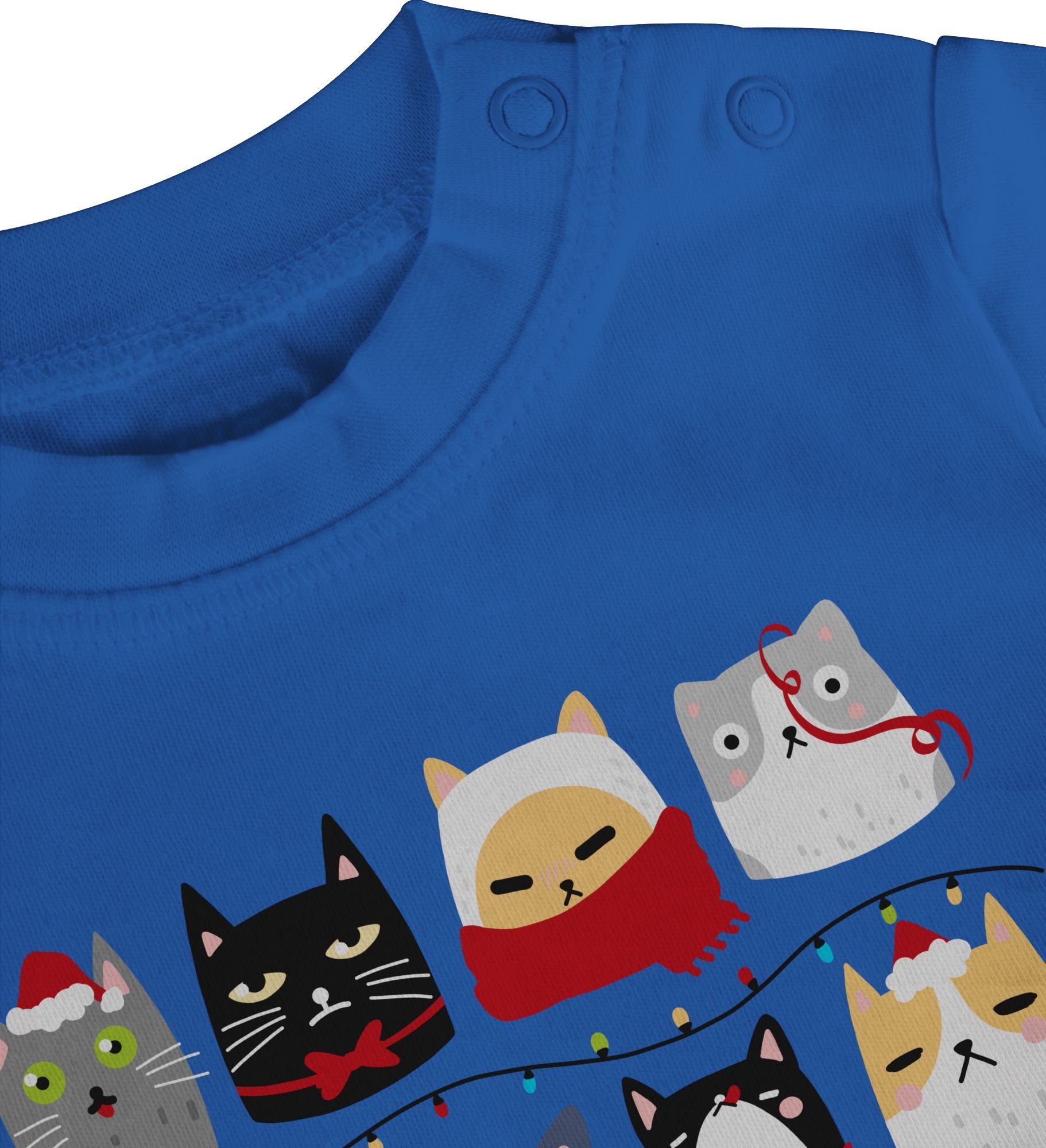 Weihnachten 1 Shirtracer Weihnachten Katzen Royalblau T-Shirt Baby zu Kleidung
