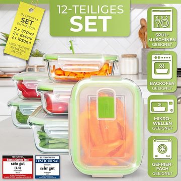 Fresh Master Frischhaltedose 12-tlg. Glas Vorratsdosen Set, Borosililatglas, (Set)