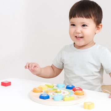 New Classic Toys® Lernspielzeug Puzzle Uhr Lernspielzeug für Kinder aus Holz mit Zahlen und Uhrzeiten