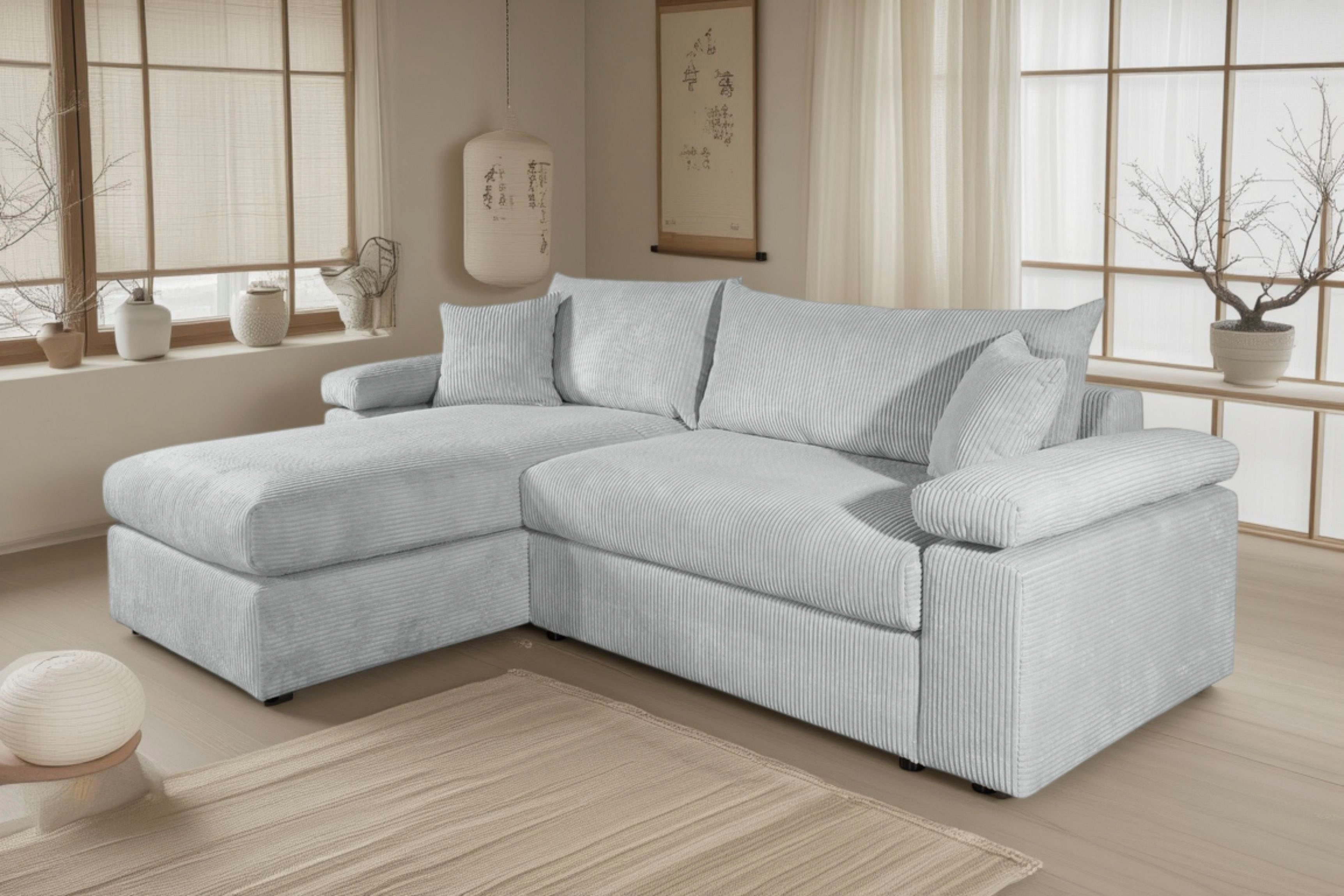 OTTO home Ecksofa Cosy L-Form, B: 234 cm, Sitzaufbau im Sandwich-Federkern, 2 Zierkissen, Mega-Sofa, Cord oder Struktur weich, Kaltschaumauflage