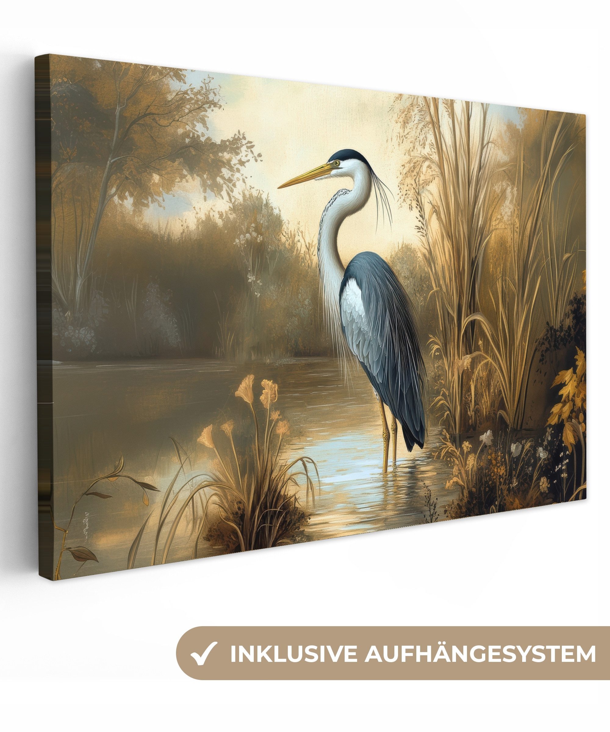 OneMillionCanvasses® Leinwandbild Reiher - Wasser - günstig online kaufen