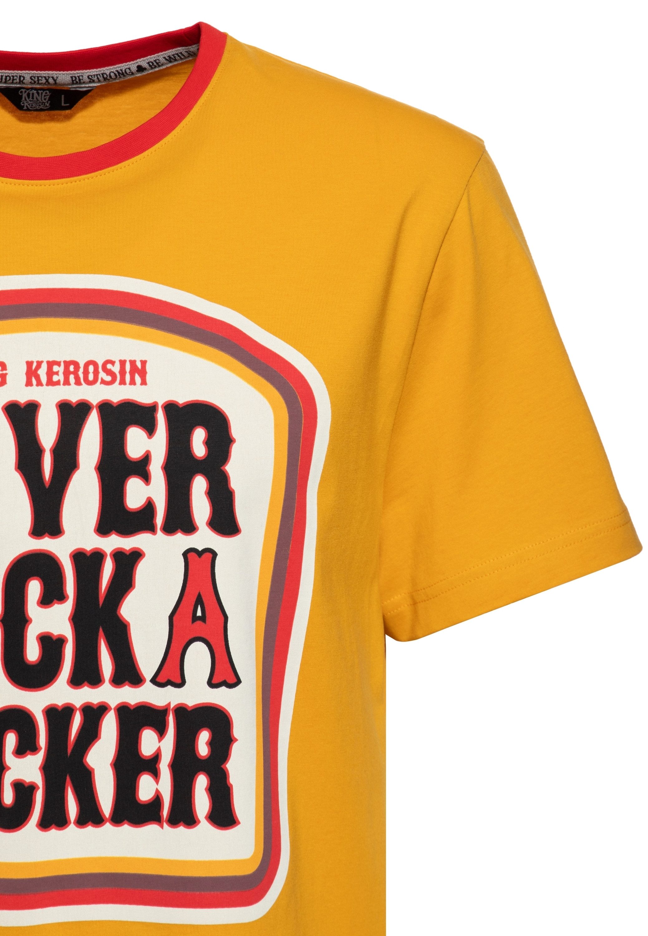 KingKerosin Print-Shirt Never Fuck A Fucker (1-tlg) mit Stament-Print