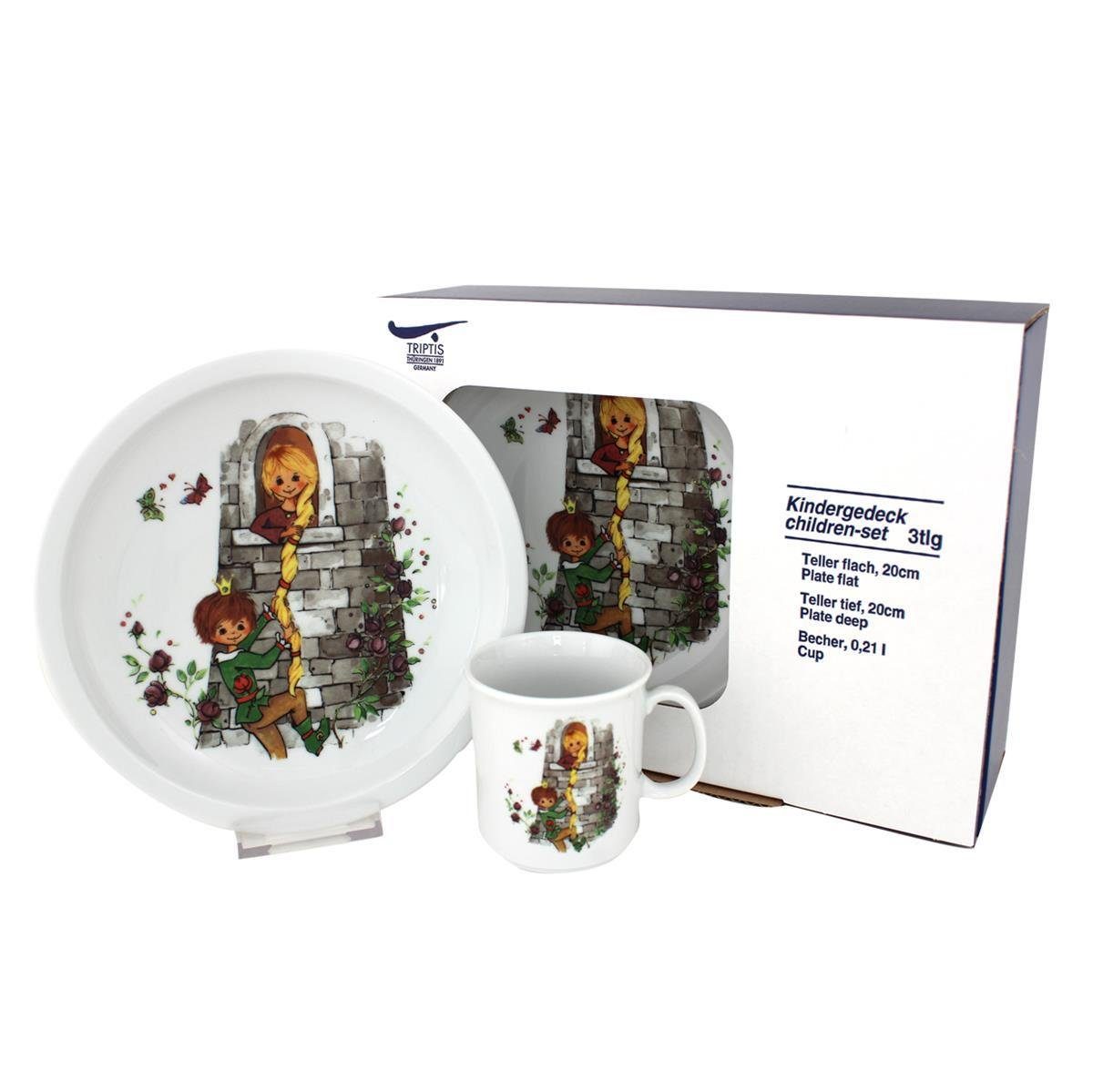 TRIPTIS® Thüringer Meisterporzellan Kindergeschirr-Set Triptis Rapunzel Kinderset 3tlg., 1 Personen, Porzellan