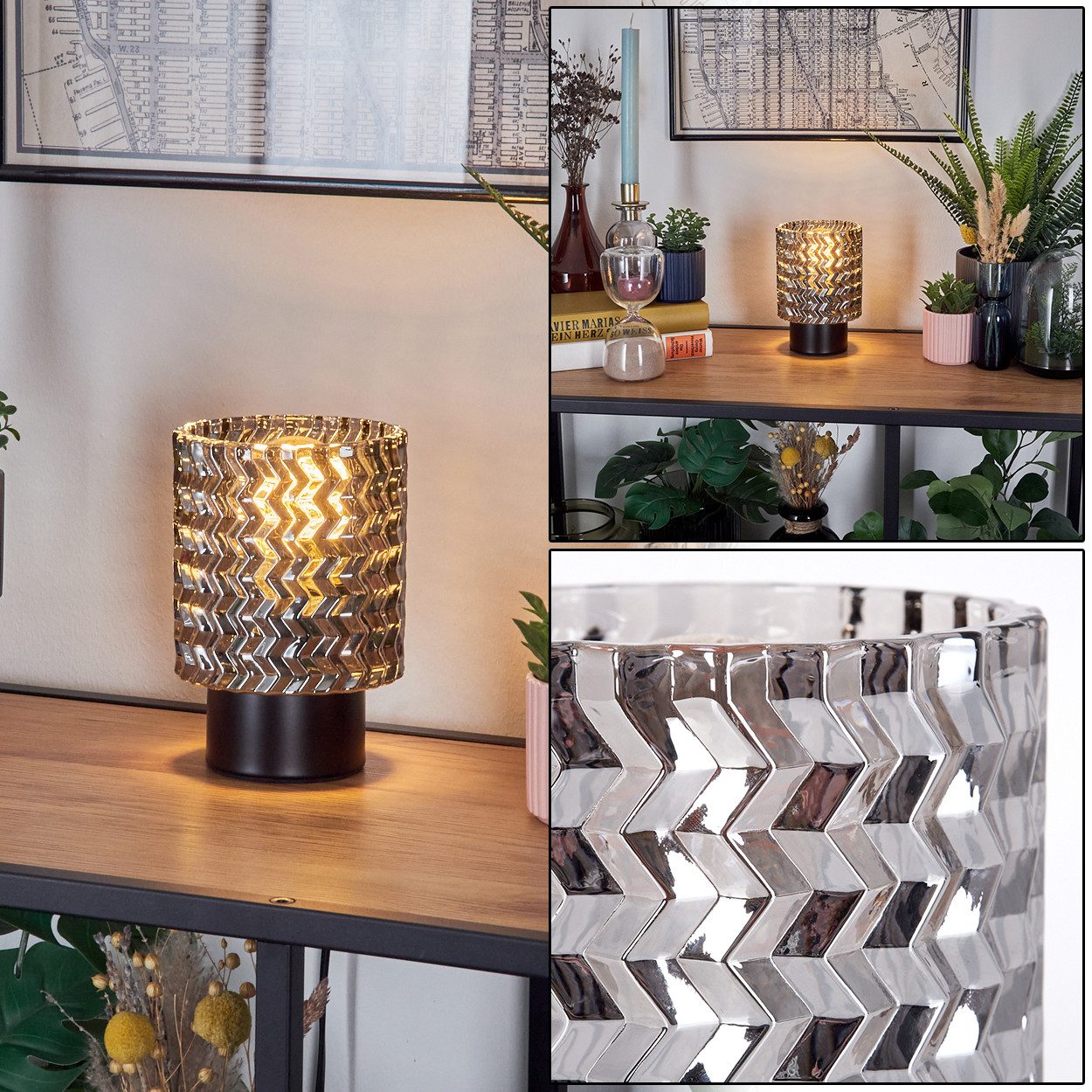 hofstein Tischleuchte Tischlampe aus Metall/Glas in günstig online kaufen