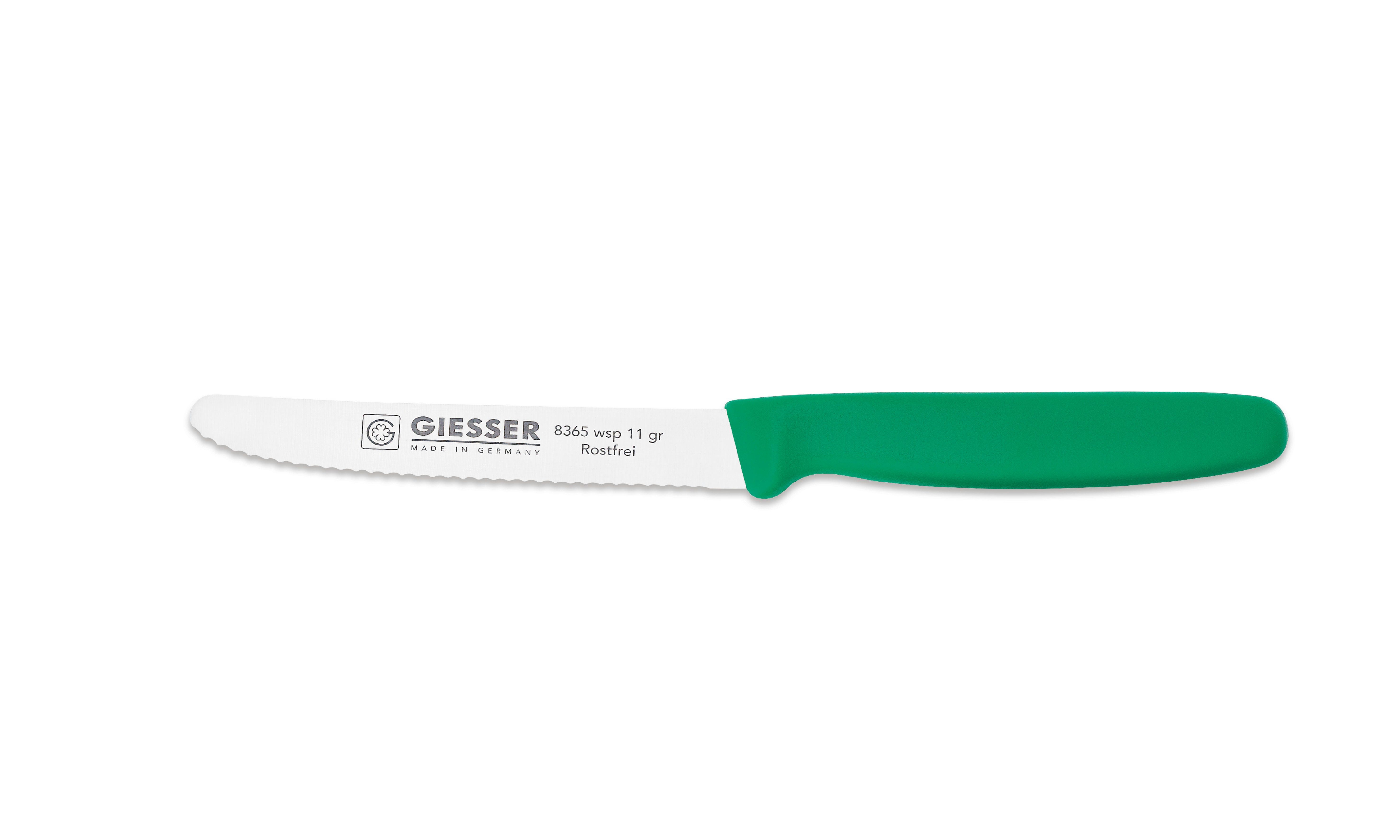 GIESSER Tomatenmesser Allzweckmesser Brötchenmesser 8365 wsp 11, Spülmaschinenfest, langlebig, 3 mm Wellenschliff extrem scharf