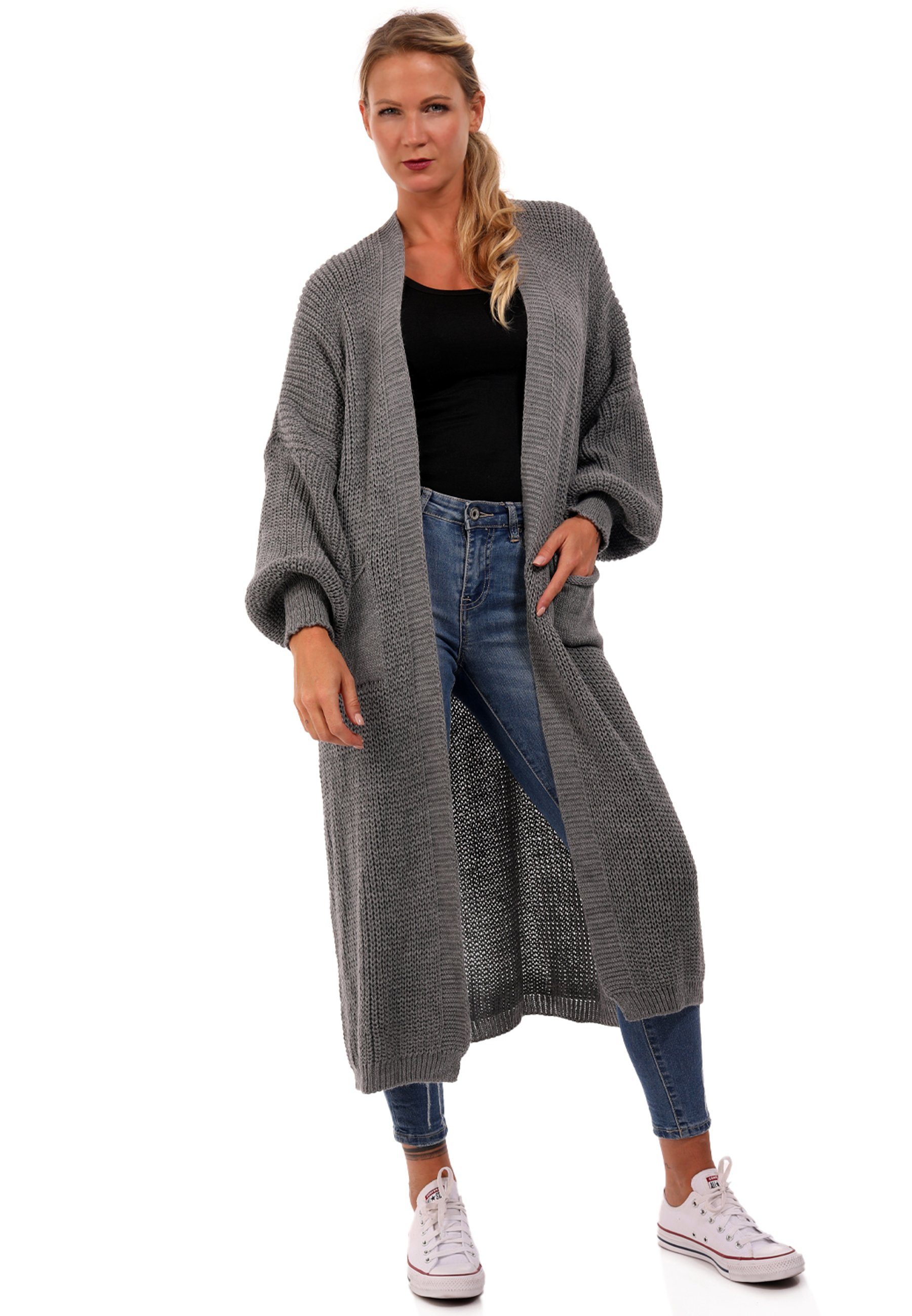 YC Fashion & Style Strickmantel Cardigan Strickjacke Casual verschlusslos Jacke One Size (1-tlg) Oversize Strickmantel mit Taschen