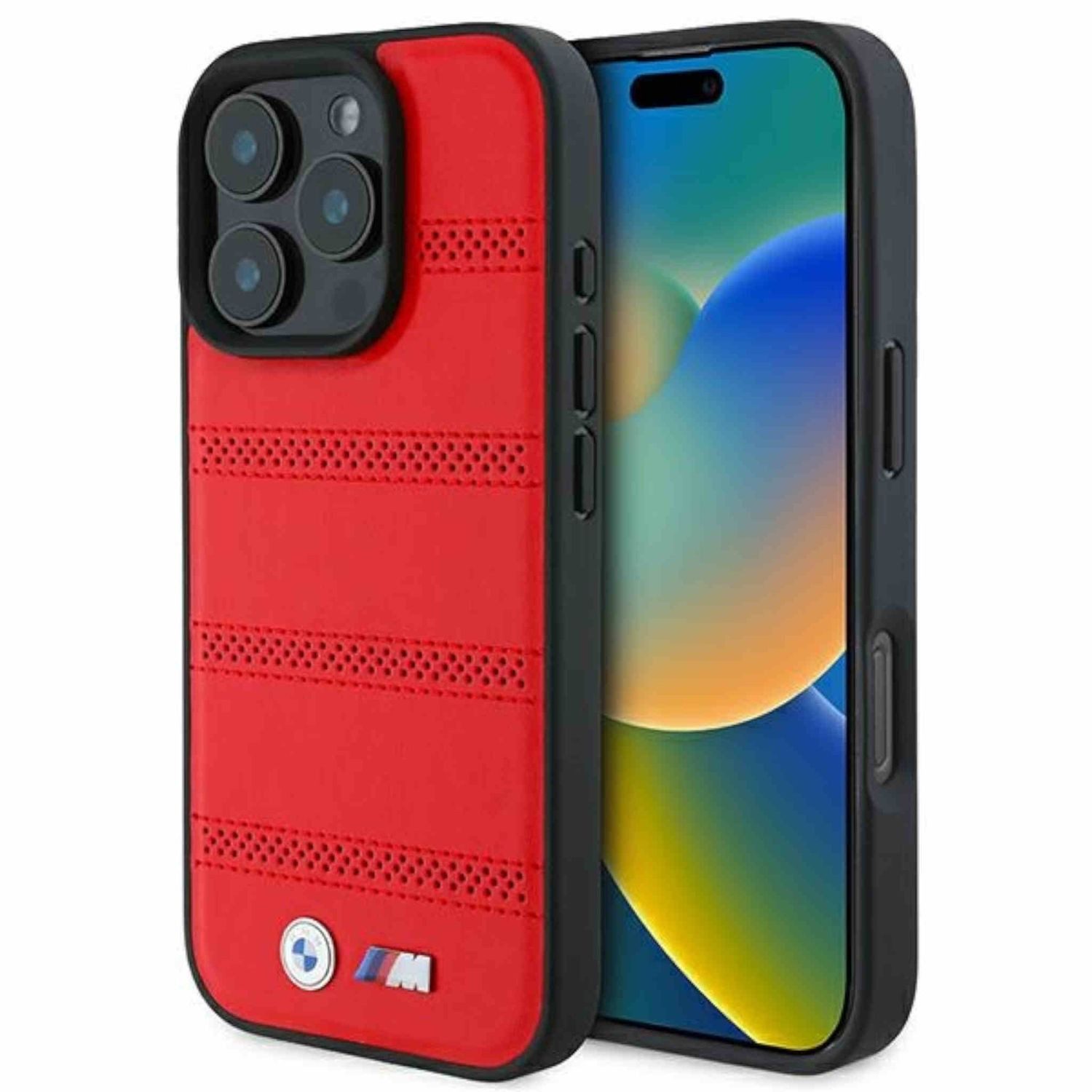 BMW Smartphone-Hülle BMW Apple iPhone 16 Pro Hardcase Perforated Stitched Line MagSafe