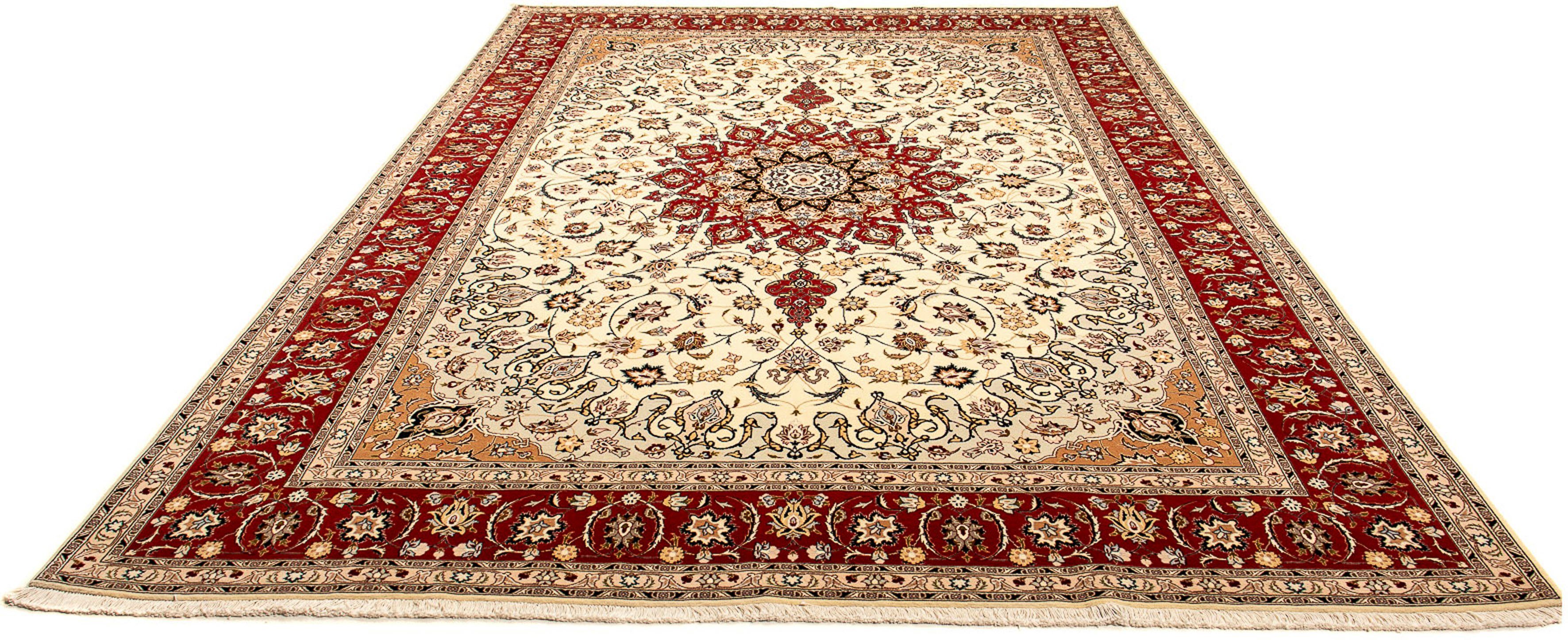 Orientteppich Perser - Täbriz - Royal - 358 x 250 cm - beige, morgenland, rechteckig, Höhe: 7 mm, Wohnzimmer, Handgeknüpft, Einzelstück mit Zertifikat