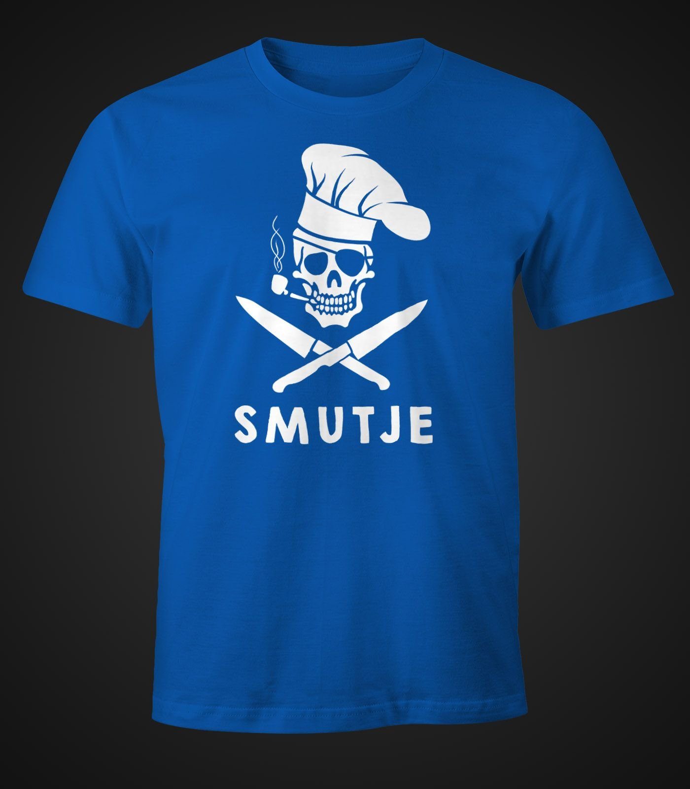Koch blau Pirat Moonworks® Herren Print-Shirt Smutje MoonWorks Print mit T-Shirt Fun-Shirt