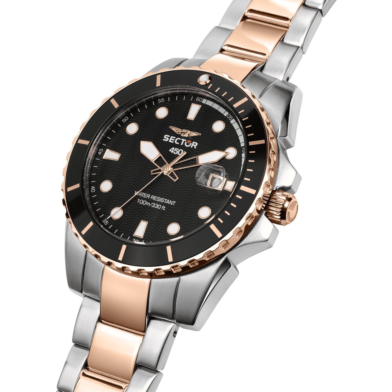 Sector Quarzuhr Sector Herren Armbanduhr Analog, (Analoguhr), Herren Armbanduhr rund, mittel (ca. 32mm), Edelstahlarmband roségold