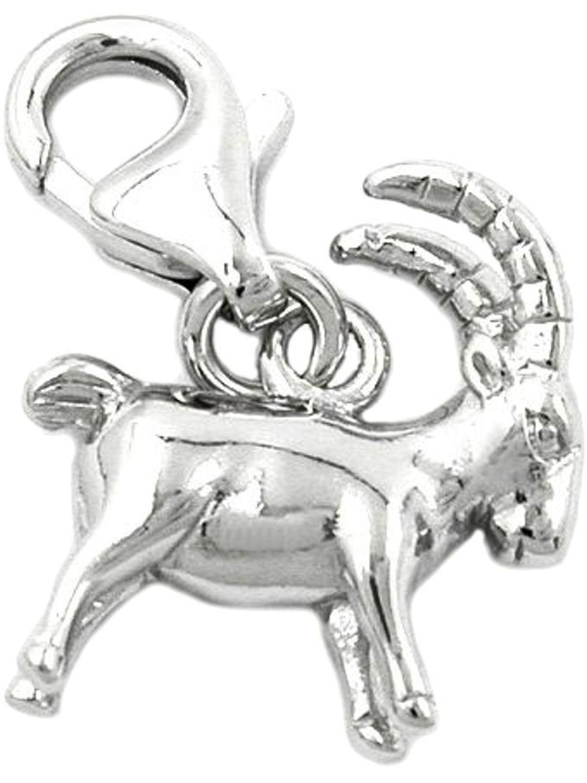 Gallay Charm Sternzeichen 13x12mm Charm Steinbock glänzend rhodiniert Silber 925 (1-tlg)
