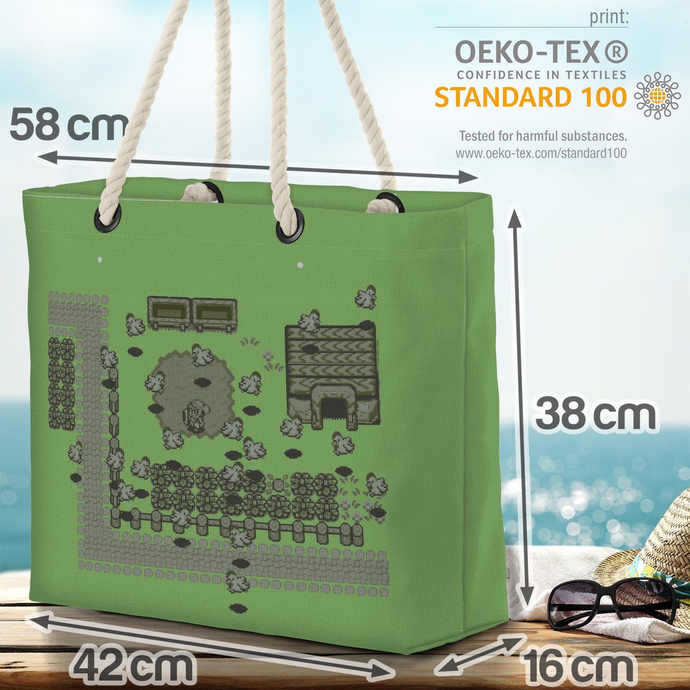 Gamer Bag grau Link Hyrule Strandtasche VOID Shopper wii boy Beach (1-tlg), zelda Game Pixel