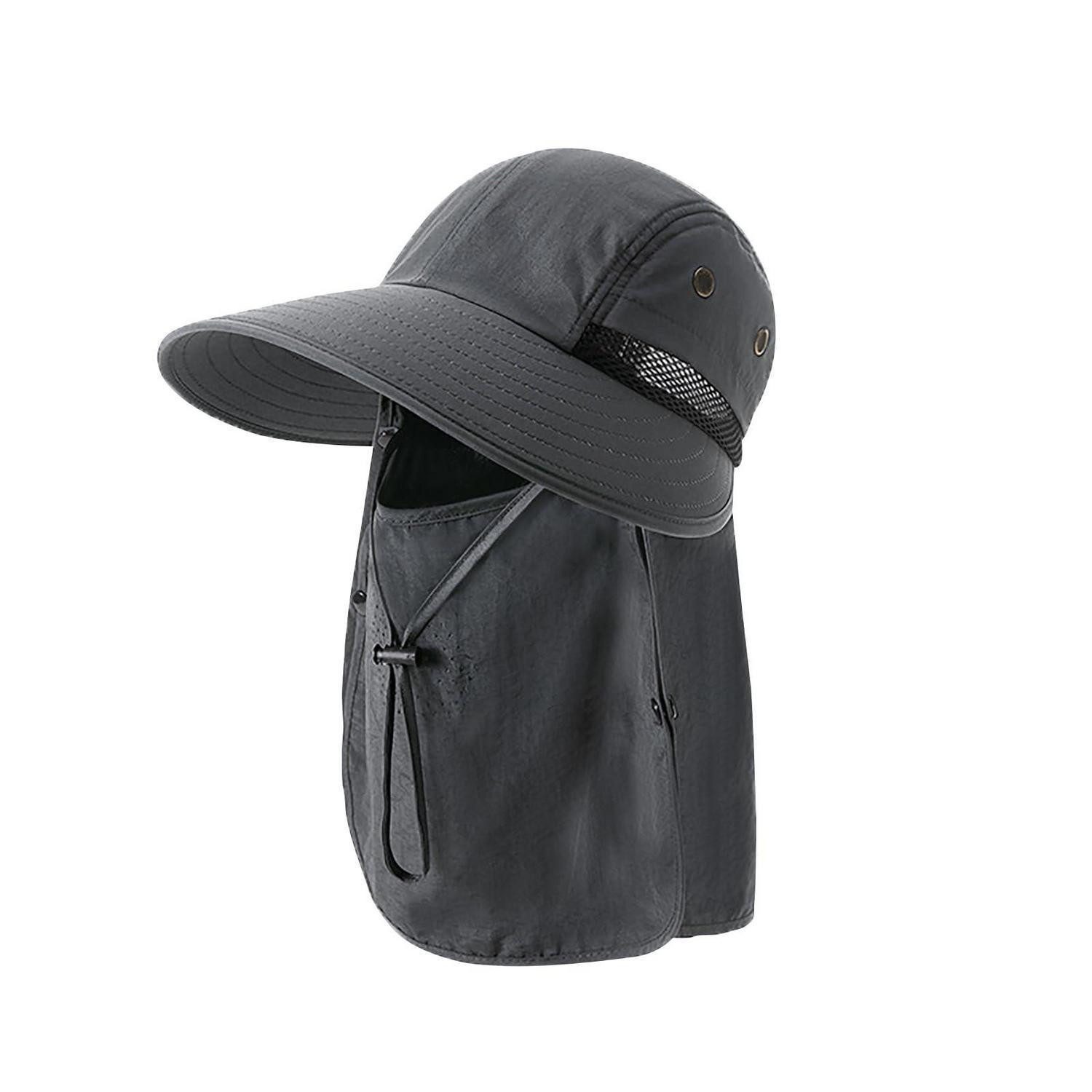LuxusKollektion Fischerhut Fischerhut Damen Pferdeschwanz Gesichtsmaske Sonnenschutz Dunkelgrau