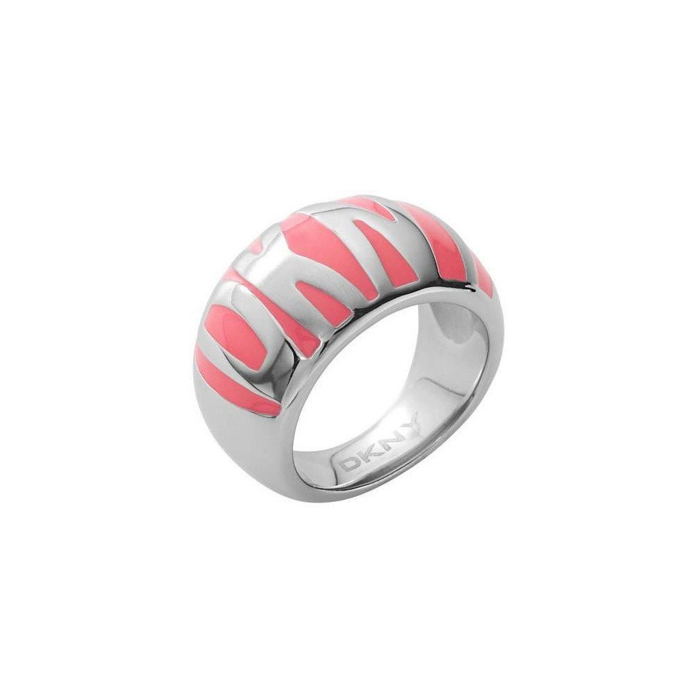 DKNY Fingerring Damen, aus Edelstahl, Silber/Rosa, Gr. 56 (17,8mm)