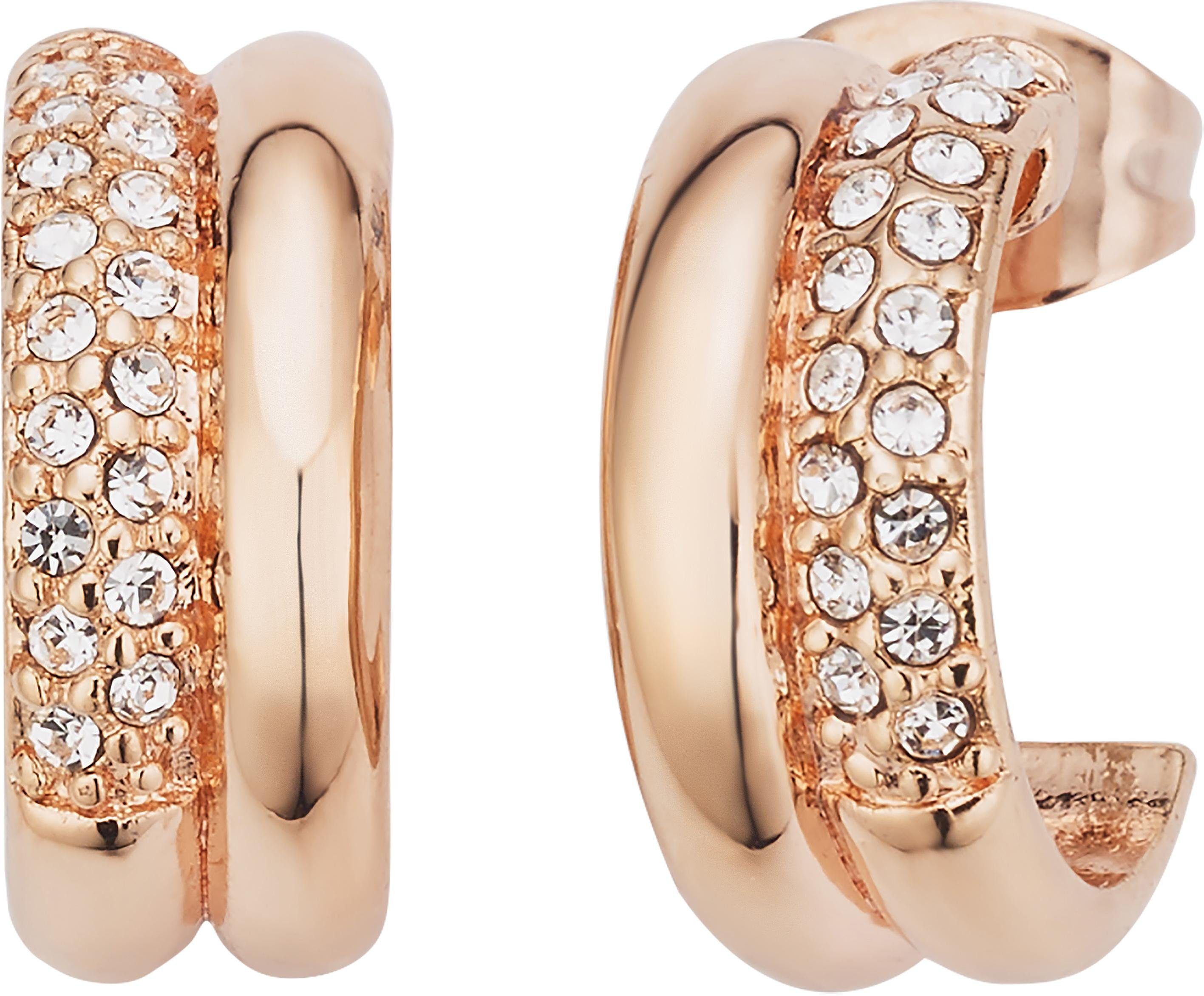 Firetti Quarzuhr, (Set, 4-tlg., inkl. Ohrstecker und Kette mit Anhänger), Armbanduhr, Damenuhr, Glassteine, ideal auch als Geschenk