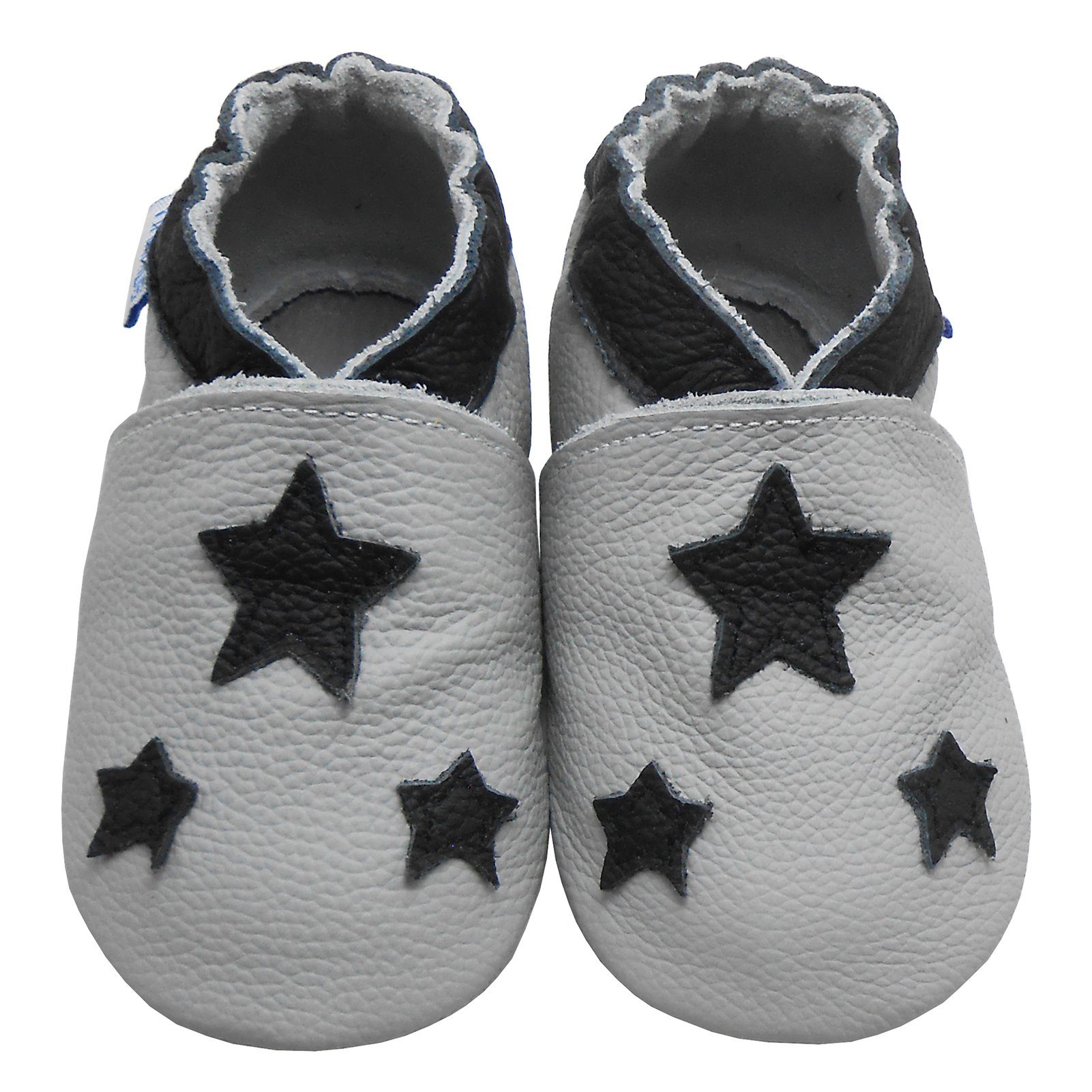 Yihakids Weiche Leder Пинетки  Baby Ходунки Lederpuschen Grau Hausschuh