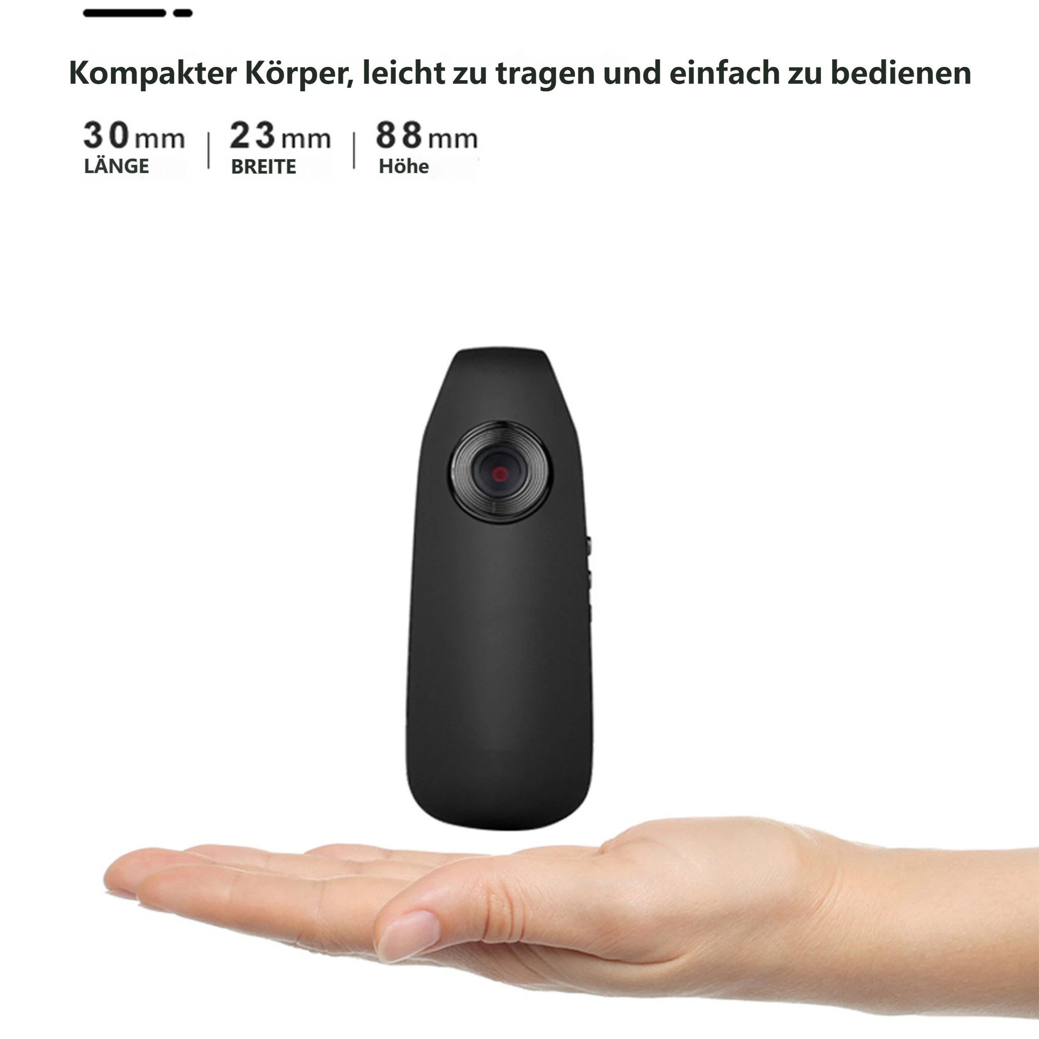 KINSI 32GB Mini Action Kamera 1080P HD Bodycam mit Nachtsicht Kompaktkamera (2 MP, Loop-Aufnahme,für Sport, Meetings & Überwachung)