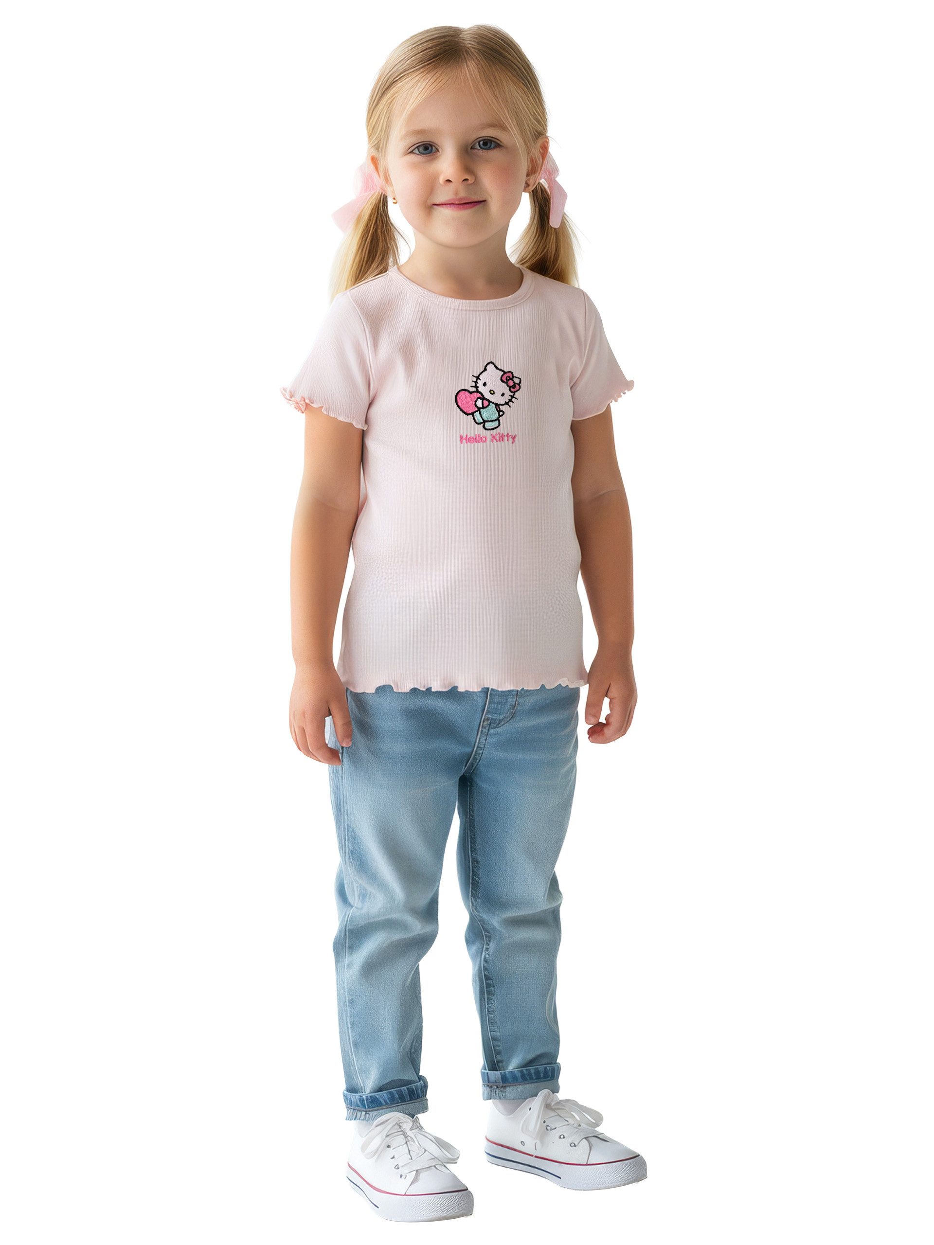 United Labels® T-Shirt Hello Kitty Ripp T-Shirt Heart Shirt Oberteil kurzärmlig Kitty and Friends