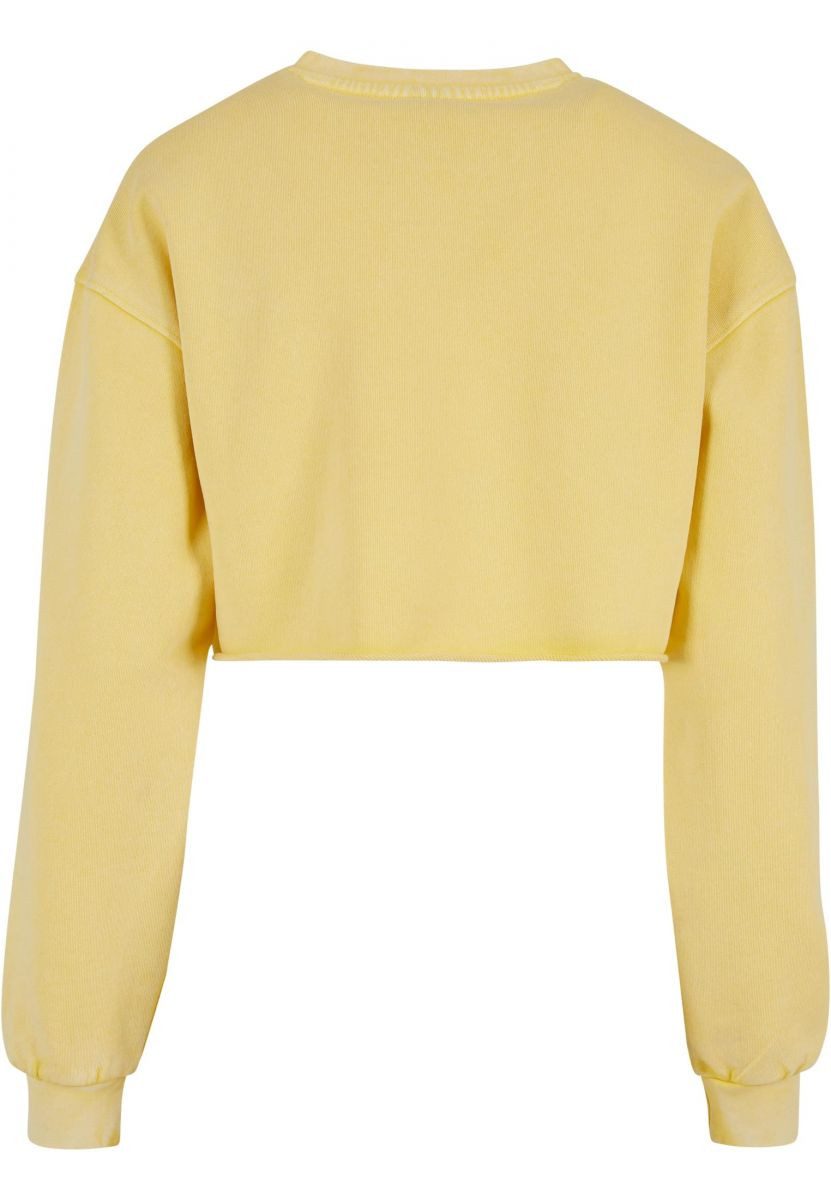 URBAN CLASSICS Sweatshirt Ladies Cropped Flower Embroidery Terry Crewneck