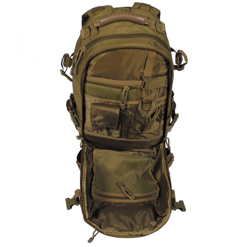 MFHHighDefence Wanderrucksack Rucksack, "Aktion", coyote tan (Packung), Öffnung oben für Trinkschlauch