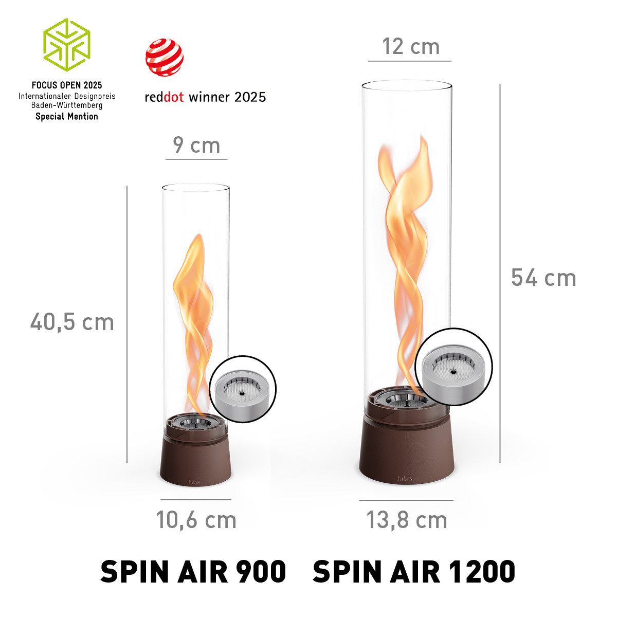 höfats Tischfeuer SPIN air (Packung, rauchfreie Tischfeuerstelle für Indoor und Outdoor), Feuerschale mit Flammenwirbel für Tischdeko, wärmende Feuersäule