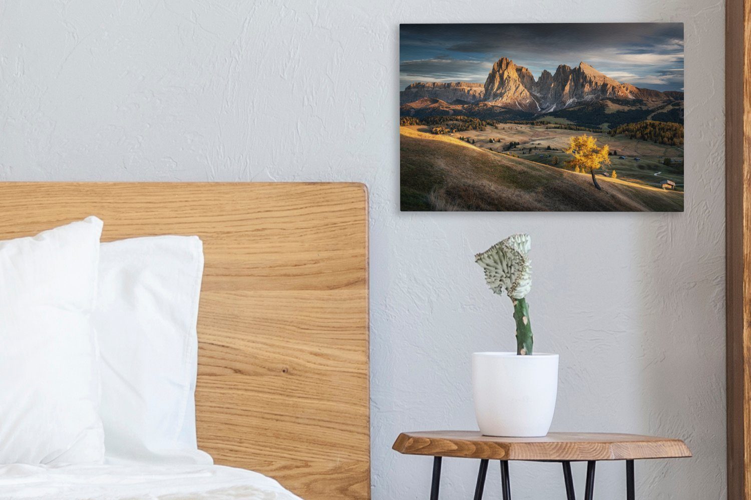 cm St), Leinwandbilder, OneMillionCanvasses® - (1 - Wandbild Leinwandbild Herbst Berge, Aufhängefertig, 30x20 Wanddeko, Dolomiten