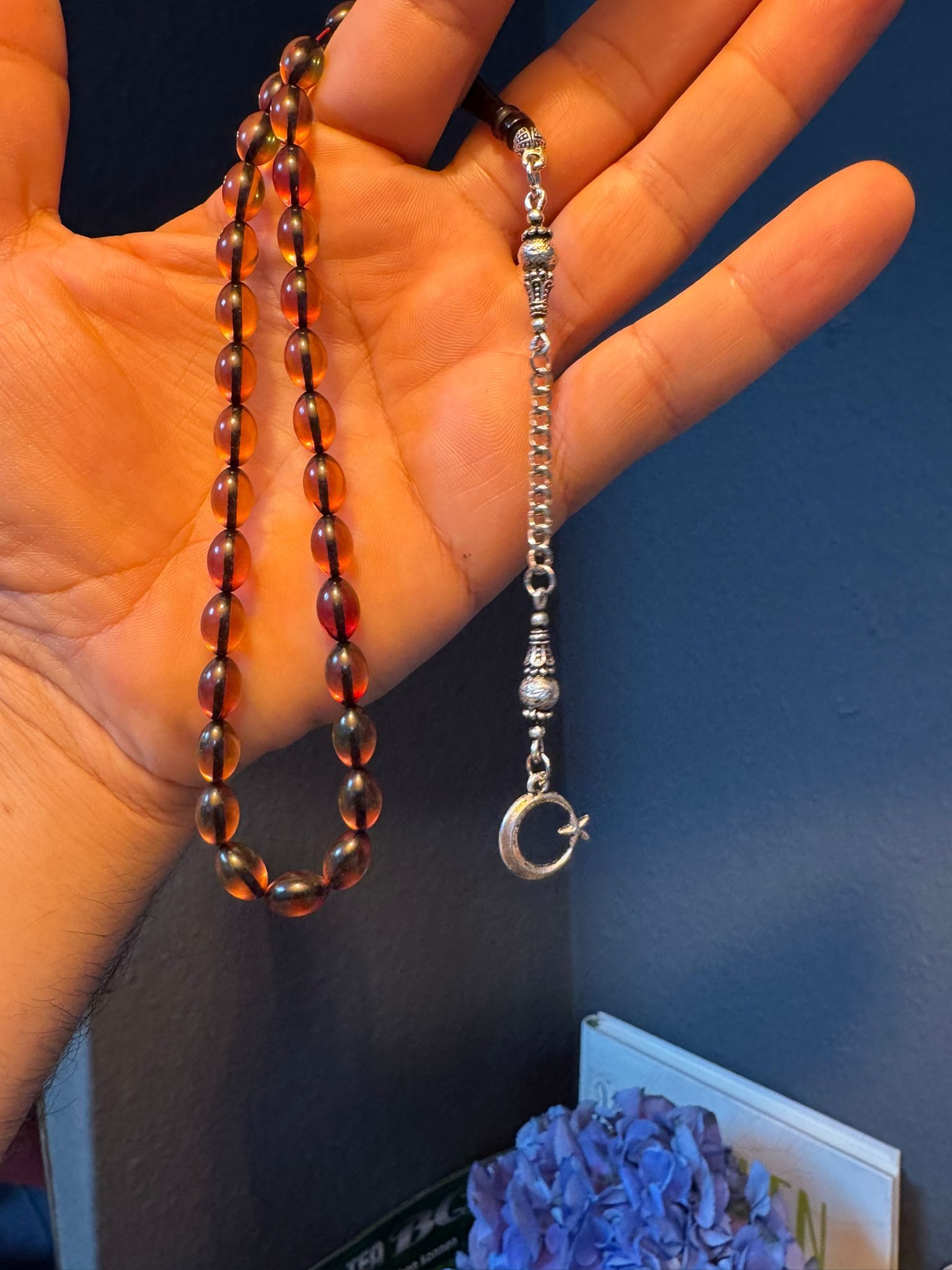 TesbihBid Kettenanhänger Osmanli grüne-schwarze gestreifte Gebetskette (Männergeschenk Vatertag, 33-tlg., Bakalite Subha Ates, Amber Prayerbeads Rosary Faturan), Gebetskette Tesbih Misbaha Tasbeeh