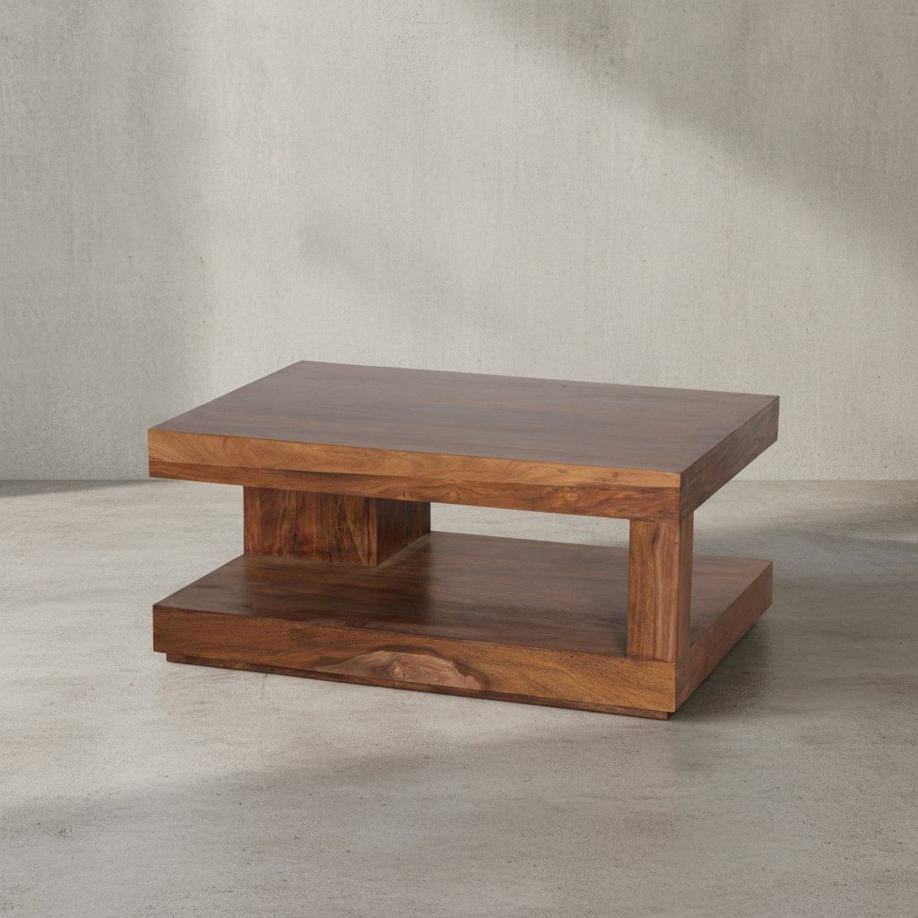 KADIMA DESIGN Couchtisch Couchtisch Massivholz 90x60x40 cm Wohnzimmertisch braun Holztisch, Wohnzimmermöbel modern, Massivholzmöbel Echtholz