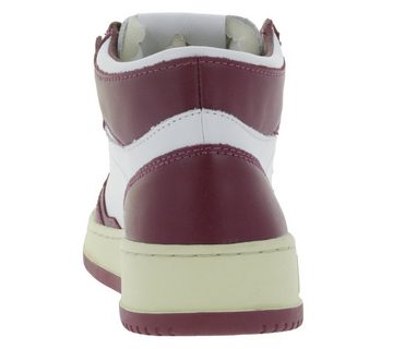 AUTRY AUTRY Mid Damen Echtleder-Sneaker halbhohe Skater-AUMW WB13 Retro-Sneaker Weiß/Rot Sneaker