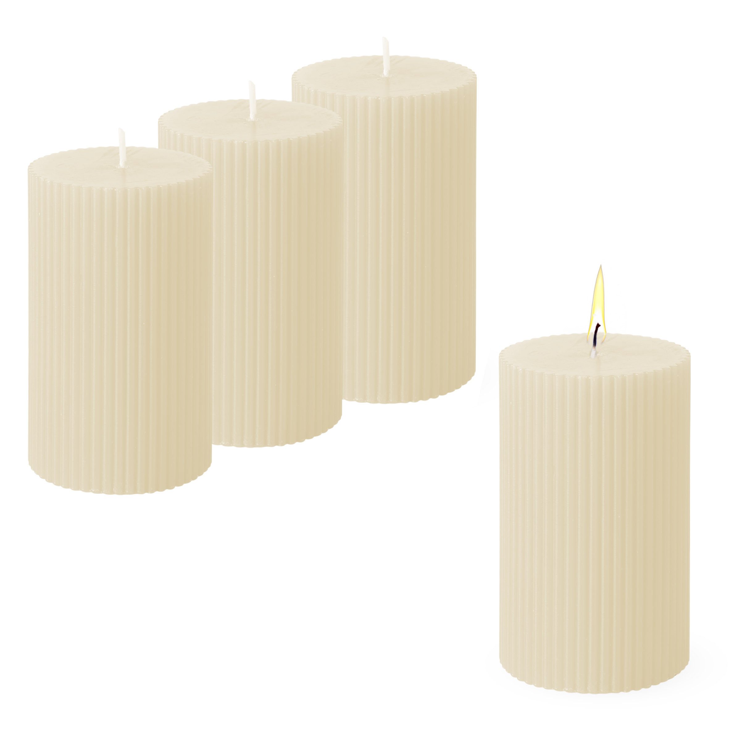 Spetebo Stumpenkerze geriffelt im 4er Set günstig online kaufen