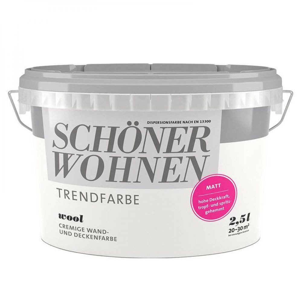 SCHÖNER WOHNEN FARBE Wandfarbe SW Trend Wandfarbe matt 2,5L Wool 9517