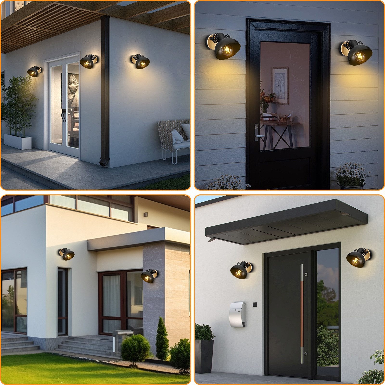 BlingBin Außen-Wandleuchte 1-flammig Vintage Wandleuchter, Wandlampe im schlichten Stil, Dekor, ohne Leuchtmittel, DIY, Retro Deko für Treppenhaus Flur Cafe Bar – Bild 5 von 5