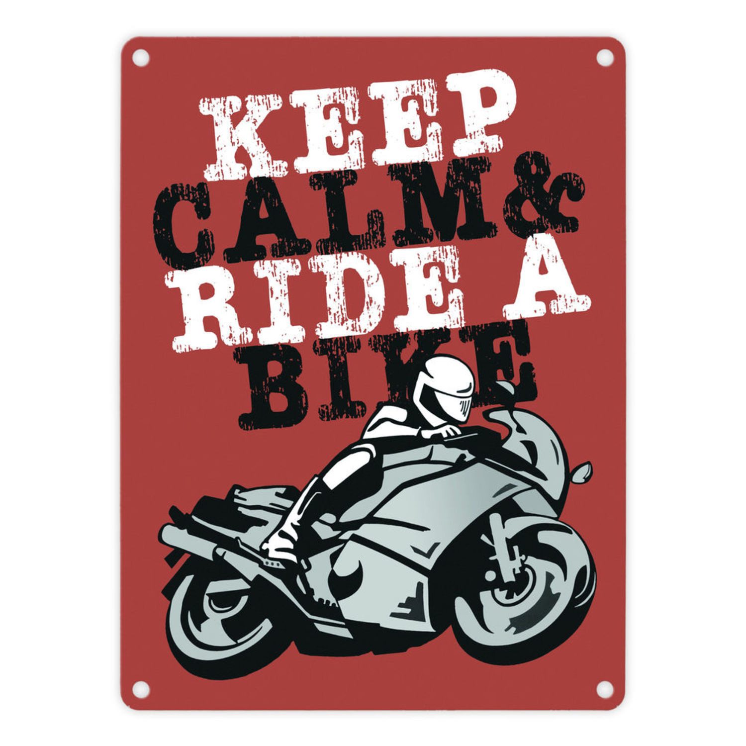 Metallschild Keep calm & ride a bike Metallschild in 15x20 cm braun zum Thema