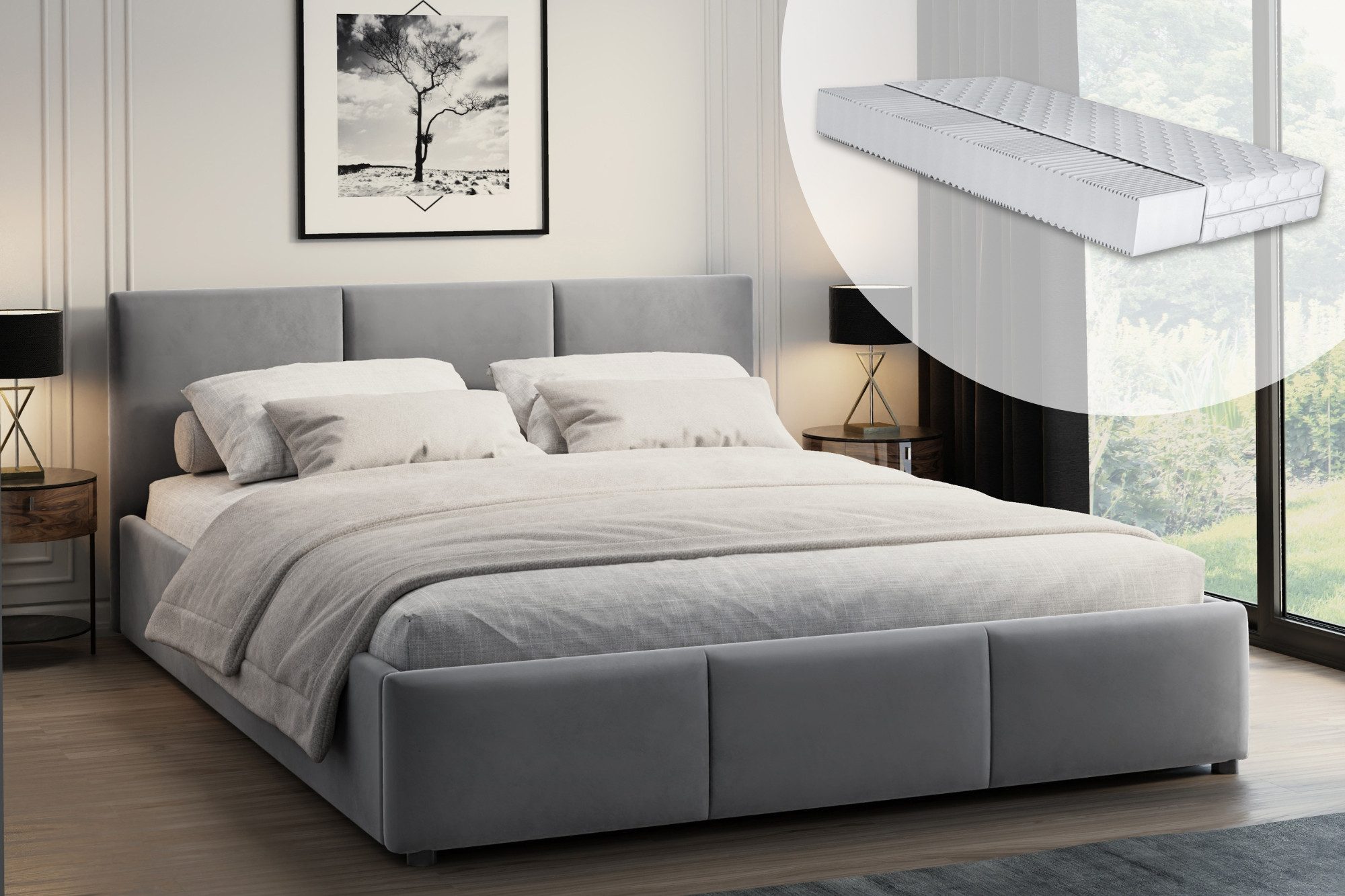 Home Collective Polsterbett Doppelbett 140x200 und 160x200 cm mit Lattenros günstig online kaufen