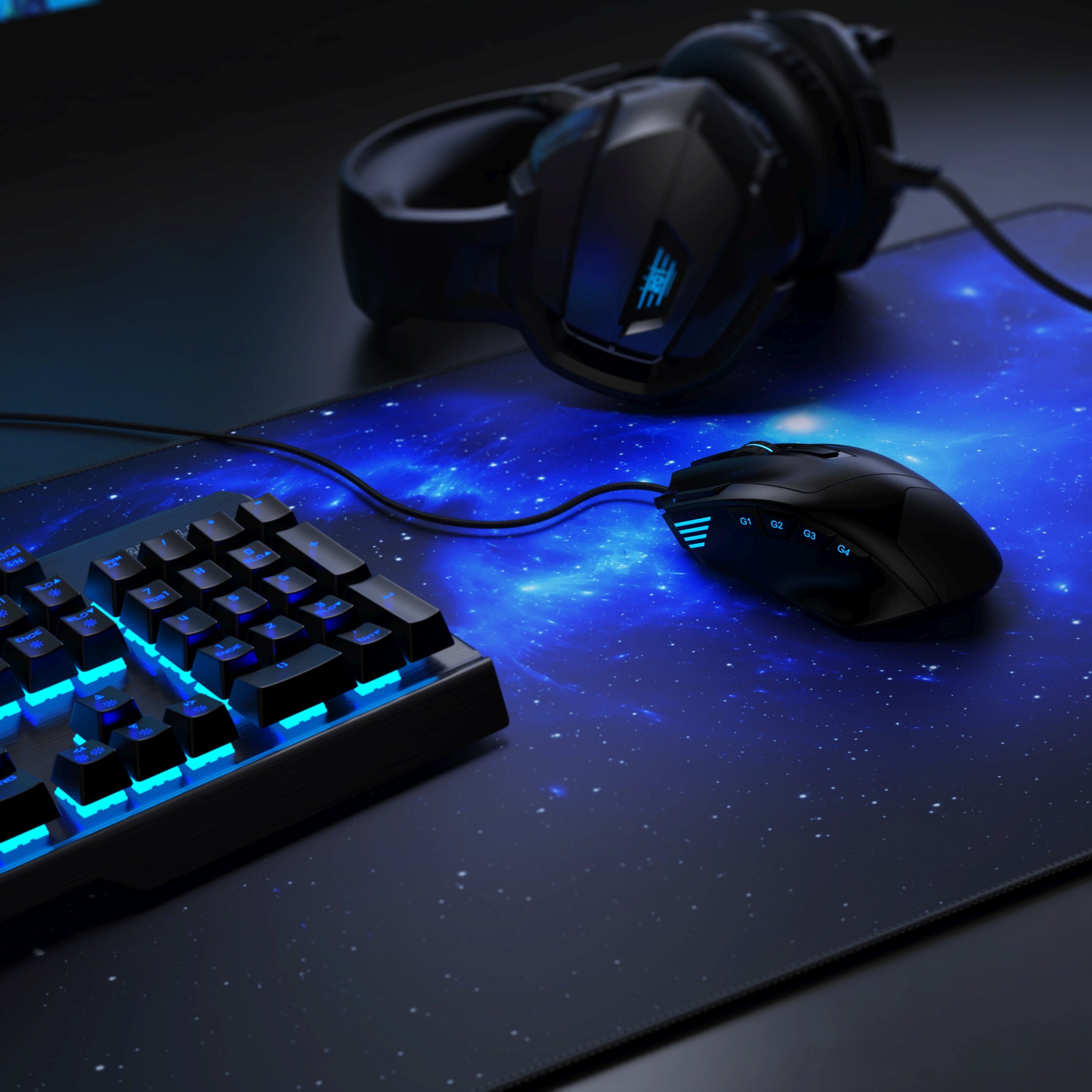 CSL Gaming Mauspad XXXL Speed Mousepad 1200 x 400 x 3 mm, große Tischunterlage, rutschfest, abwaschbar, Geschwindigkeit & Präzision, Space