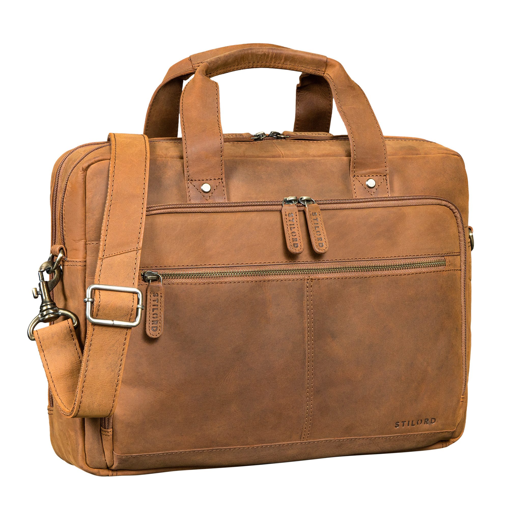 STILORD Laptoptasche "Ronan" Premium Business Aktentasche Herren Leder Groß 16 Zoll