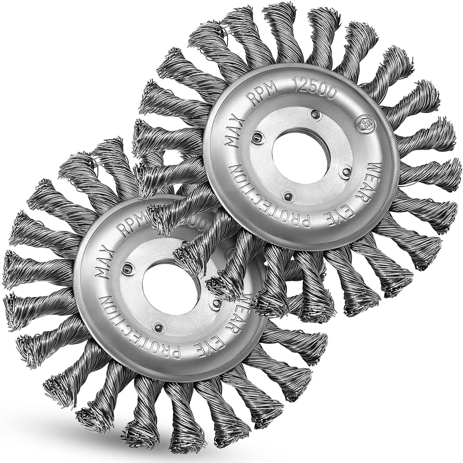 S&R Drahtbürste Rundbürsten 125 x 22,2 mm, Zopfrundbürste mit gezopften Drahtborsten, Winkelschleifer, (Set, 2-tlg., kompatibel für Winkelschleifer/ Flex aller gängigen Marken), Scheibenbürste, Stahlbürste, Drahtbürste mit hoher Lebensdauer