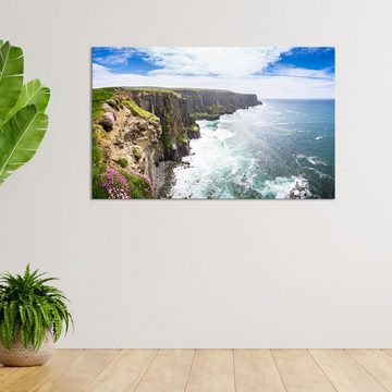 WallSpirit Leinwandbild "Atlantikküste" - moderner Kunstdruck - XXL Wandbild, Leinwandbild geeignet für alle Wohnbereiche